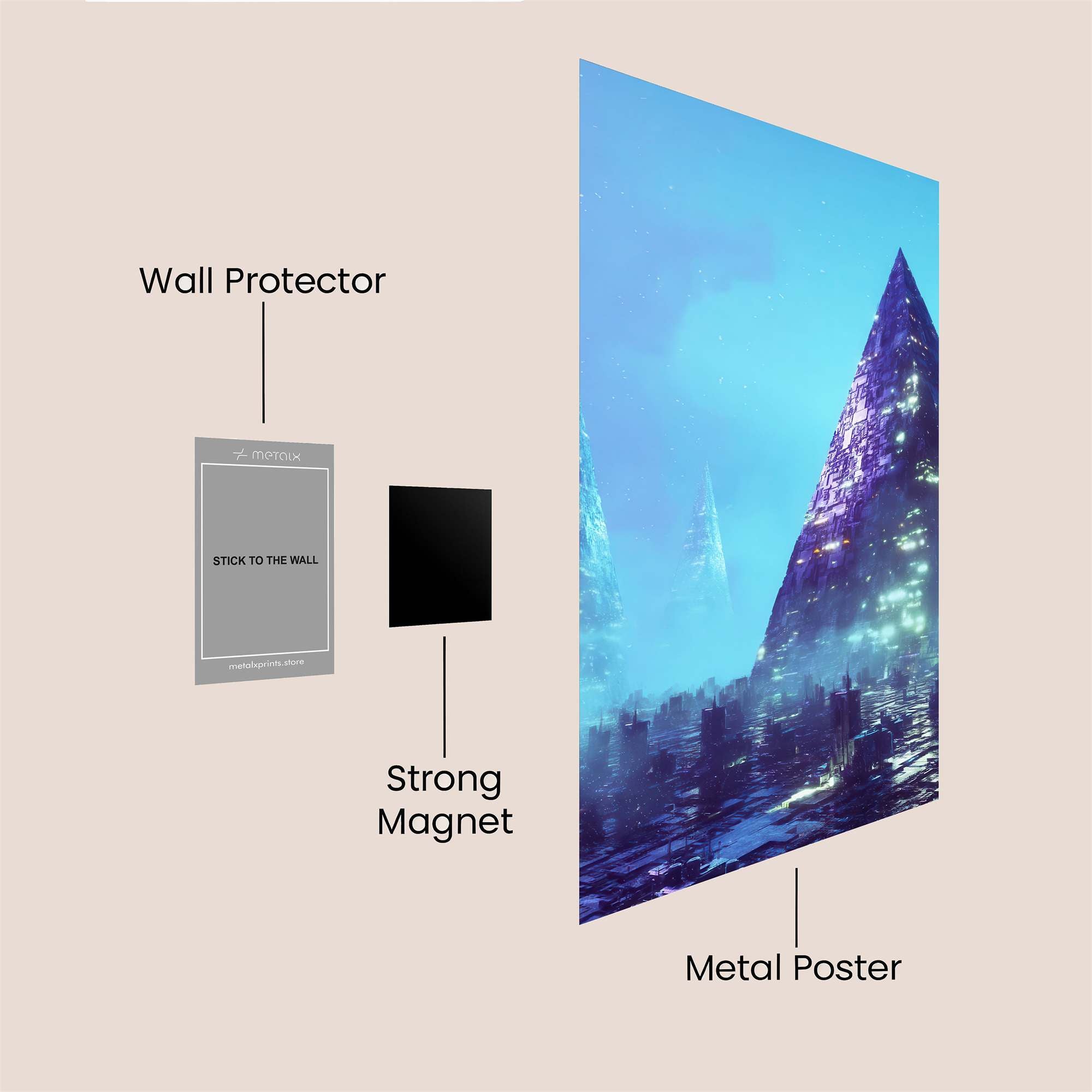 Neon Obelisks Safe Wall Magnetic / M