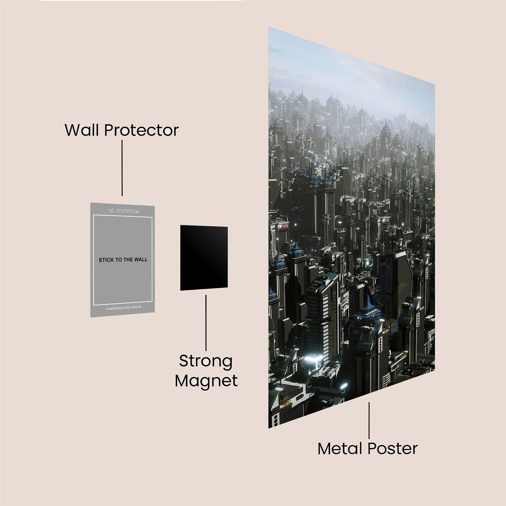Futuristic Metropolis Safe Wall Magnetic / M