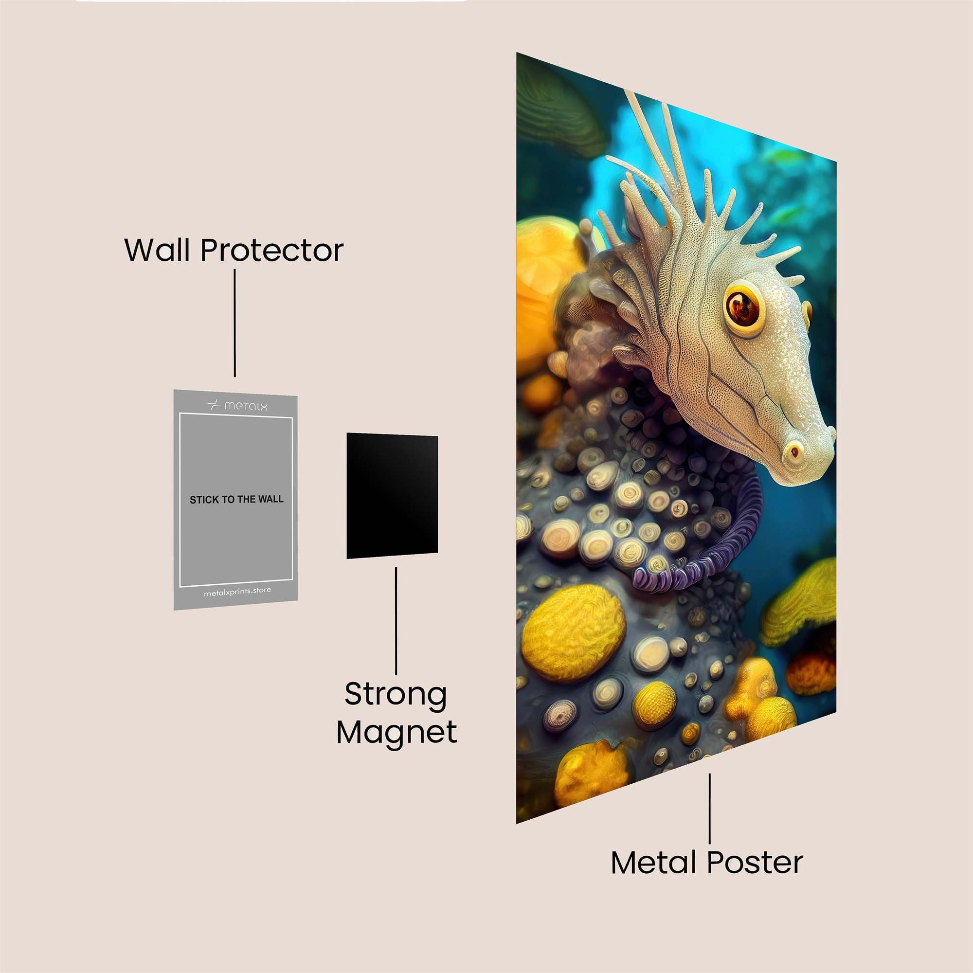 Whimsical Seahorse Safe Wall Magnetic / M