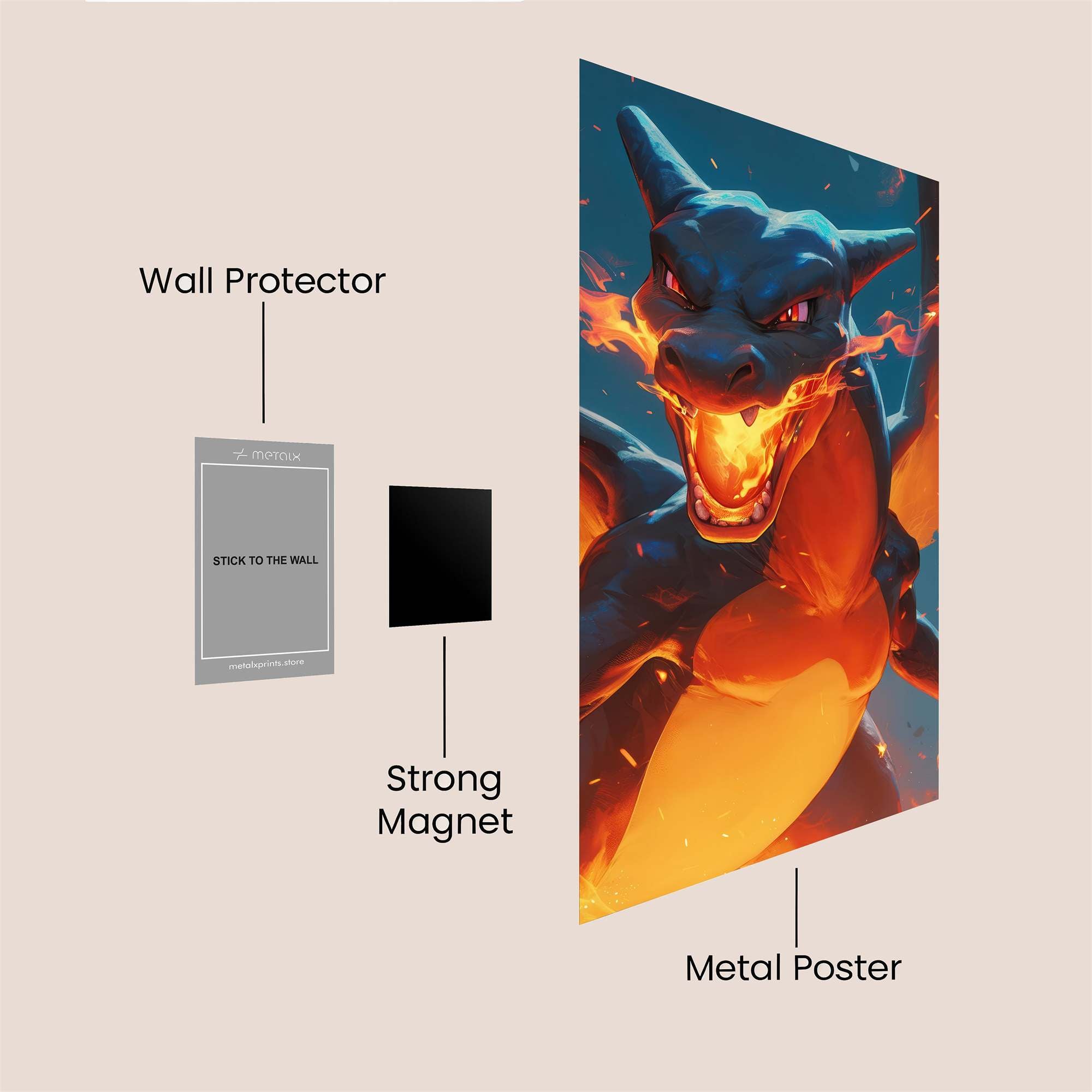 Charizard Fiery Safe Wall Magnetic / M