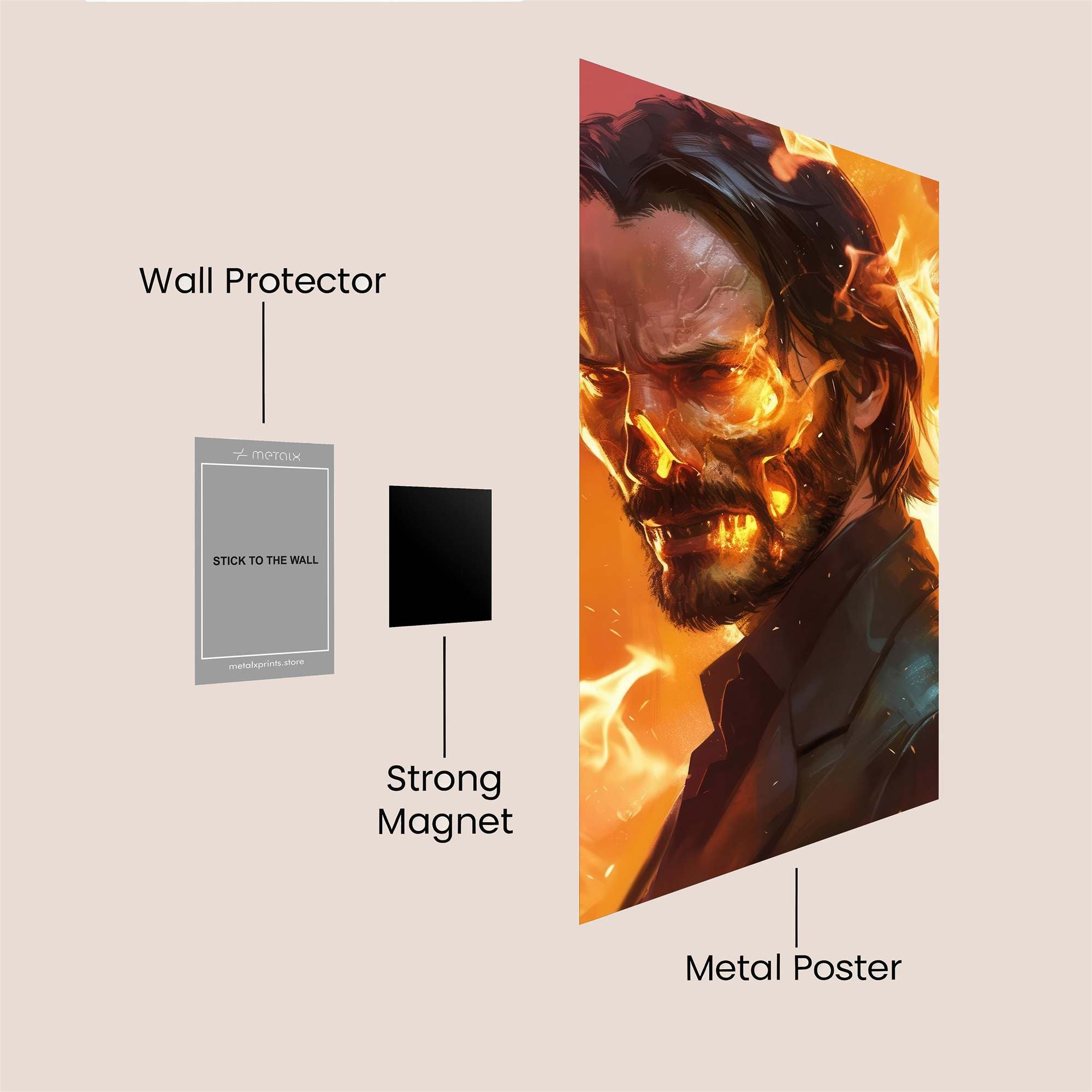 Flame Warrior Safe Wall Magnetic / M