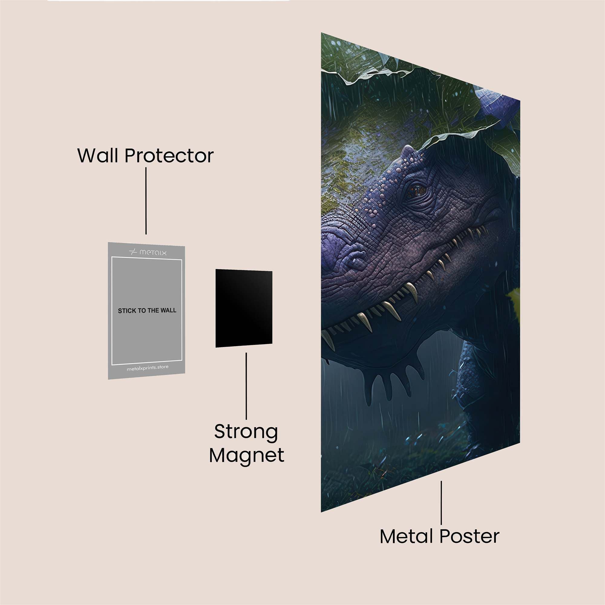 Dino Drizzle Safe Wall Magnetic / M