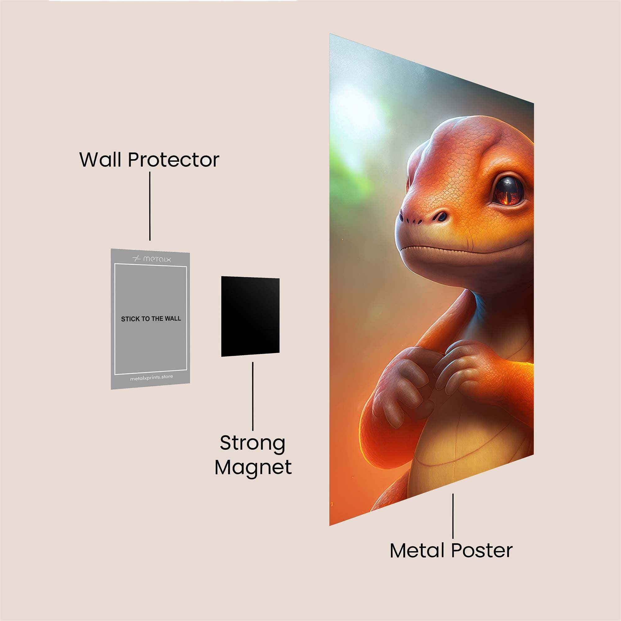 Charmander Cheerful Safe Wall Magnetic / M