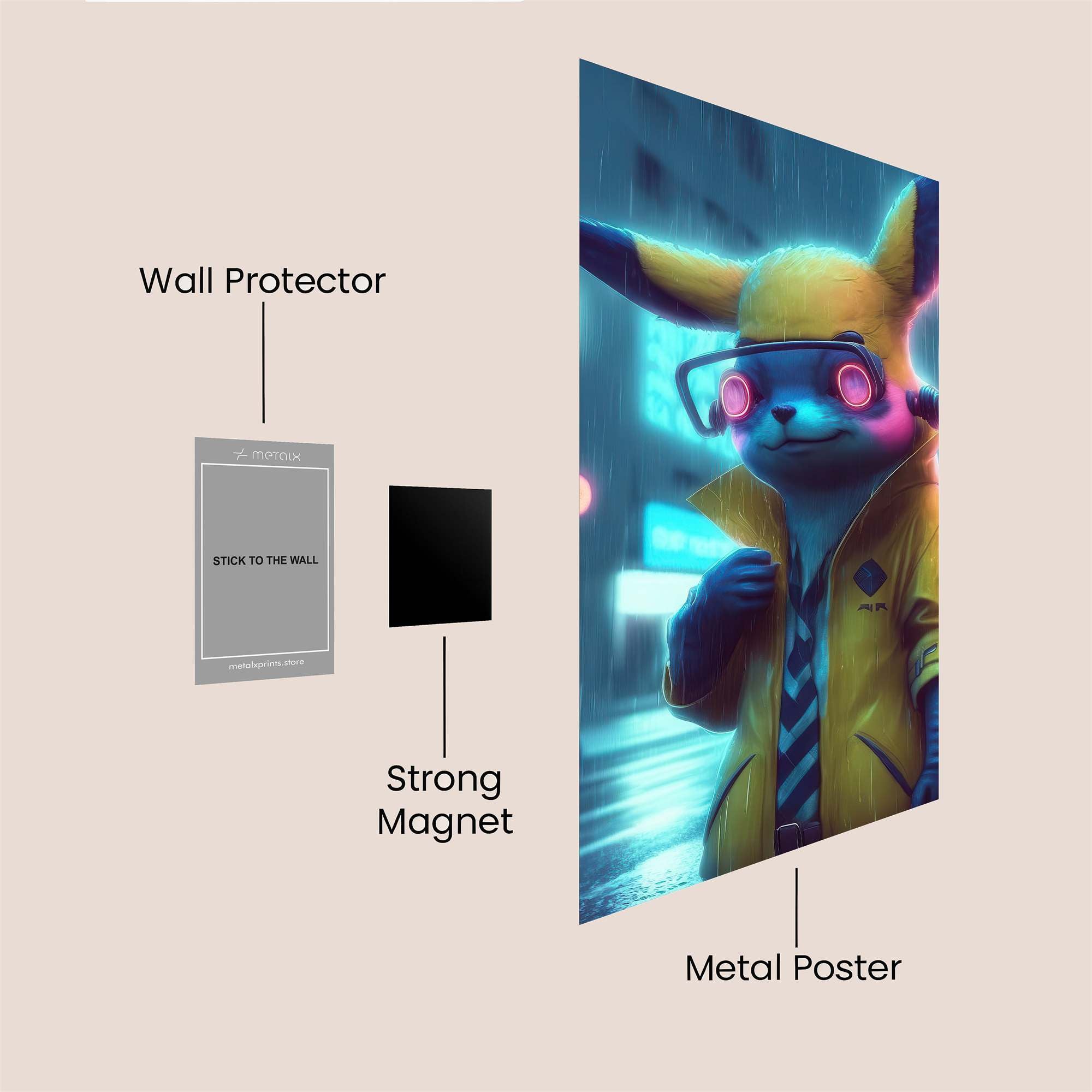 Pikachu Cyberpunk Safe Wall Magnetic / M