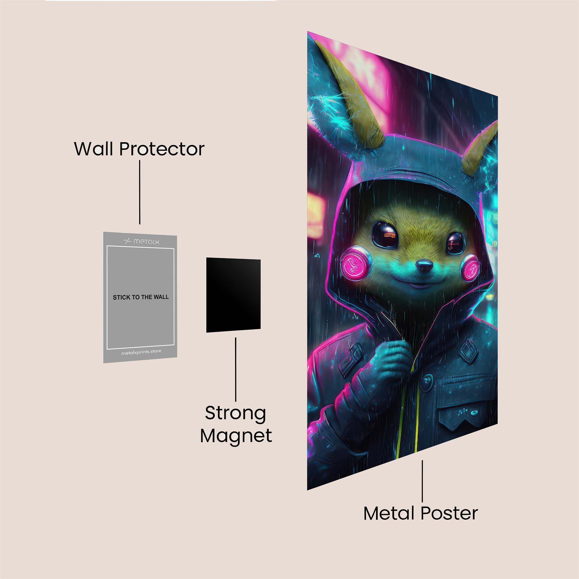 Pikachu Nocturnal Safe Wall Magnetic / M