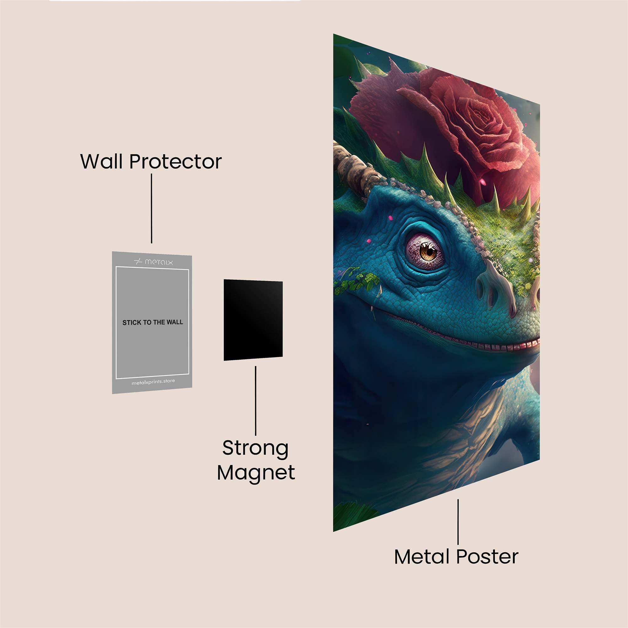 Floral Dragon Safe Wall Magnetic / M