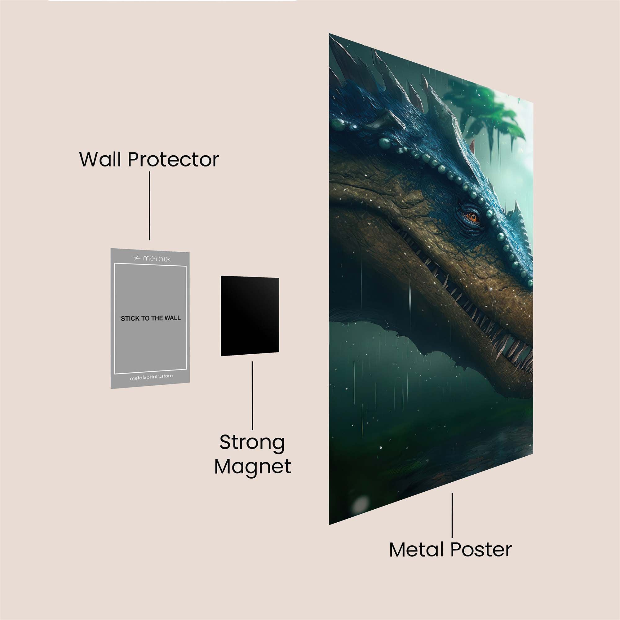 Dino Drizzle Safe Wall Magnetic / M