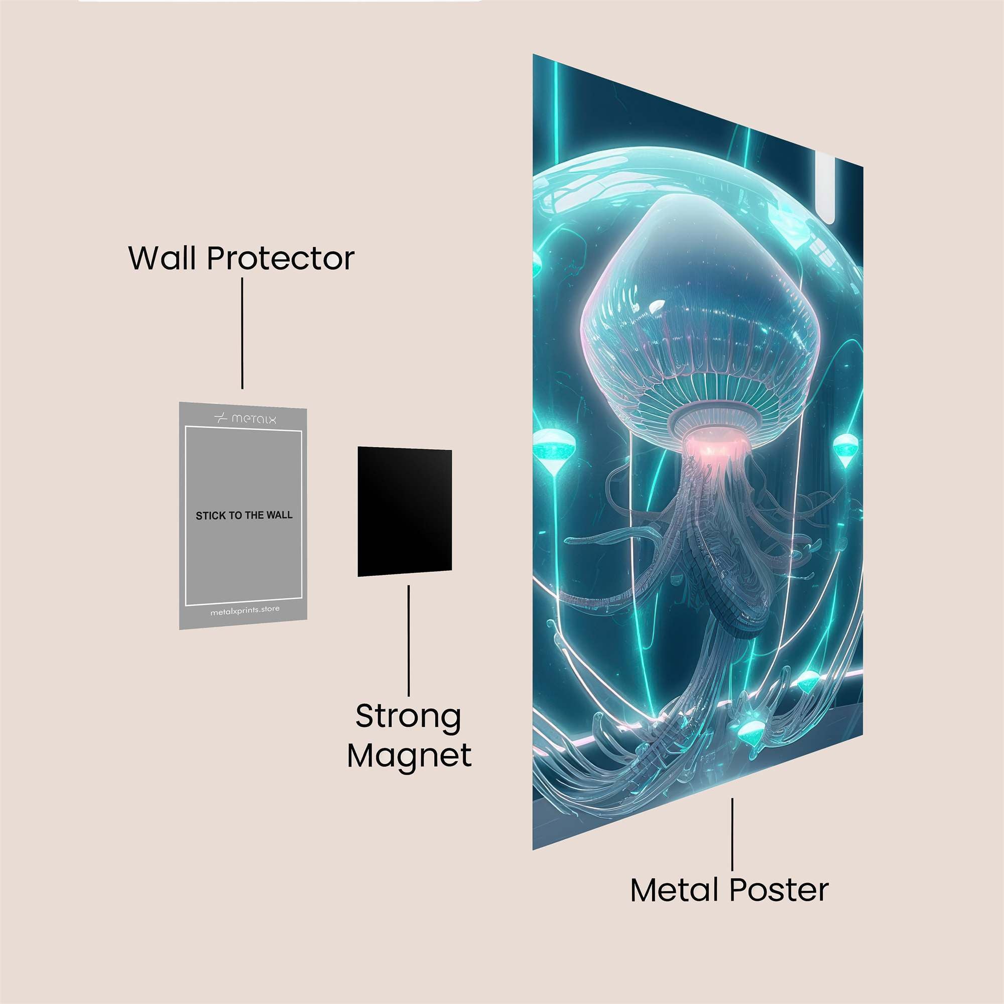 Jellyfish Serenity Safe Wall Magnetic / M