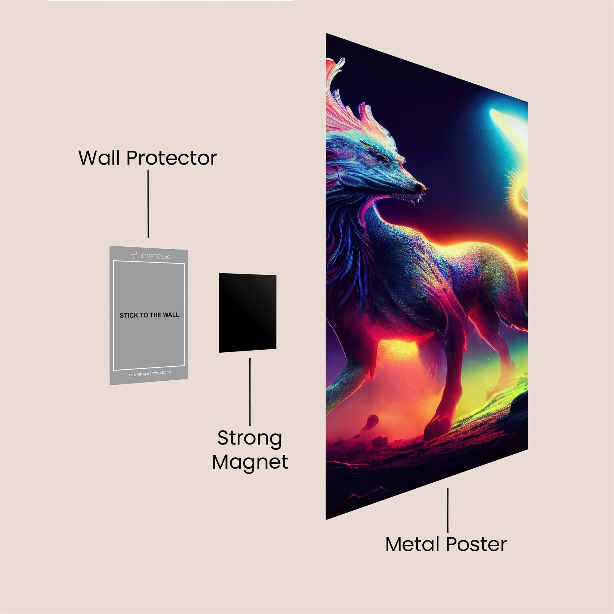 Neon Wolf Safe Wall Magnetic / M