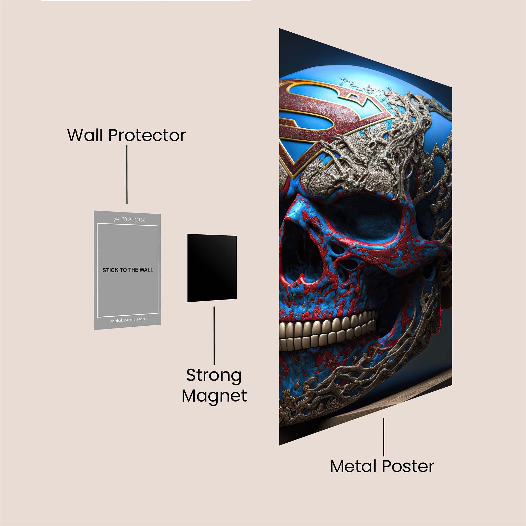 Superman Skull Safe Wall Magnetic / M