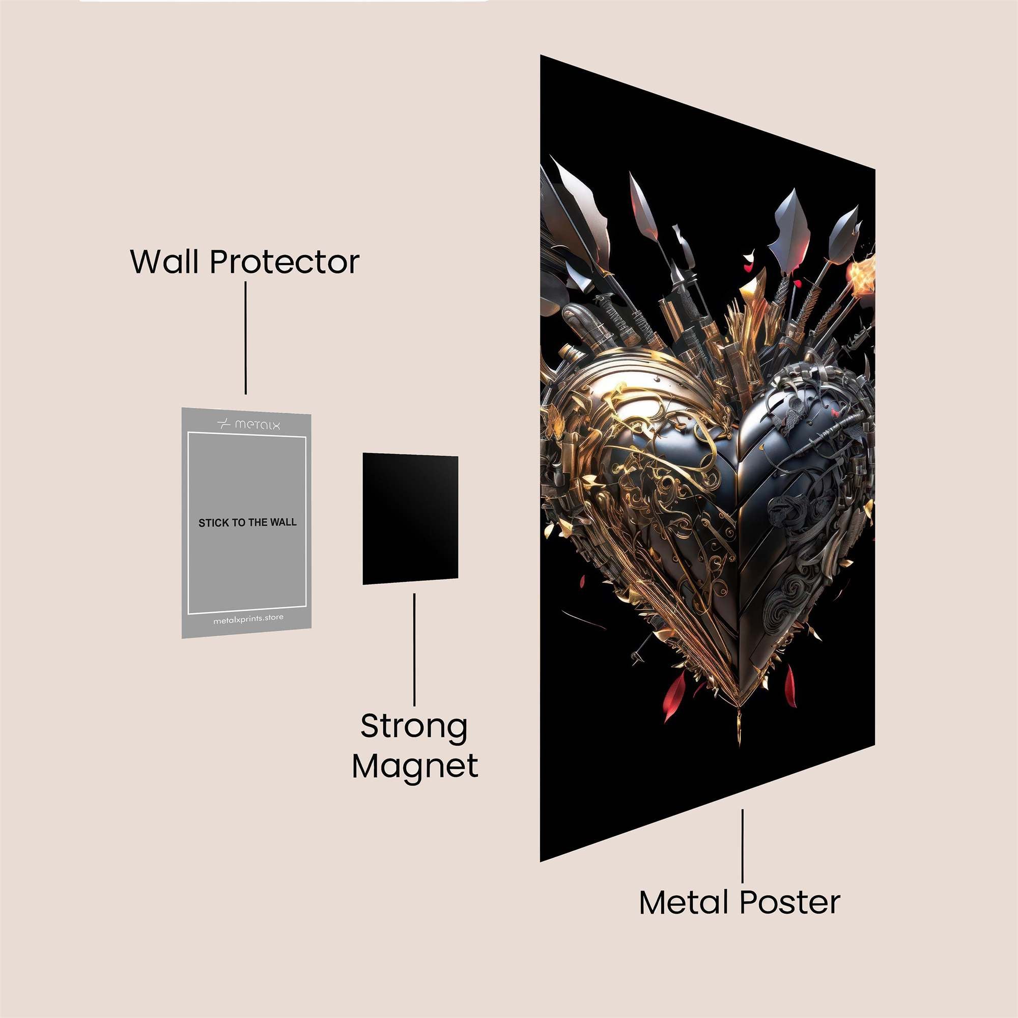 Heart Shattered Safe Wall Magnetic / M