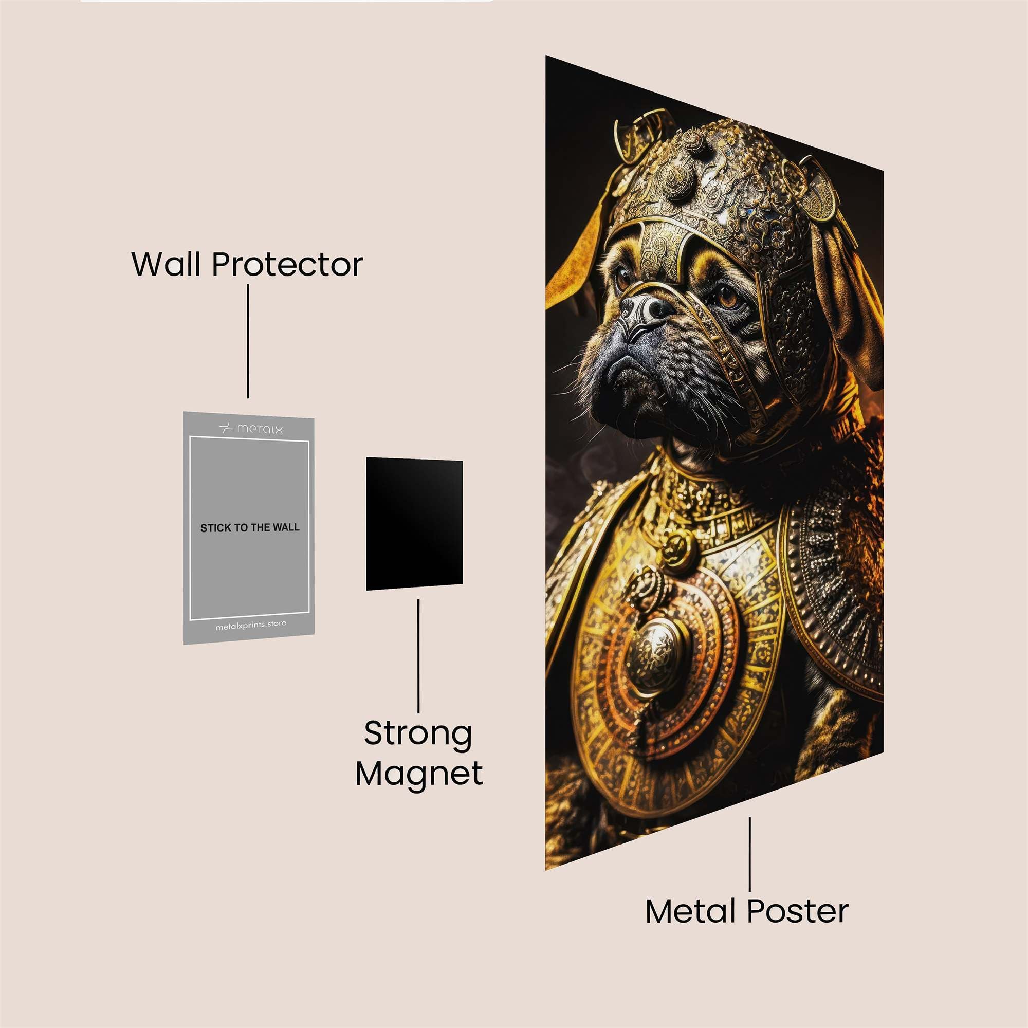 Pug Warrior Safe Wall Magnetic / M
