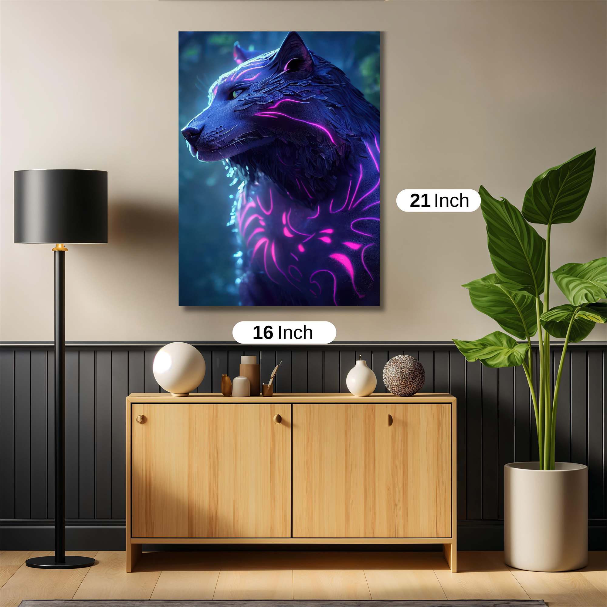 Neon Wolf Safe Wall Magnetic / M