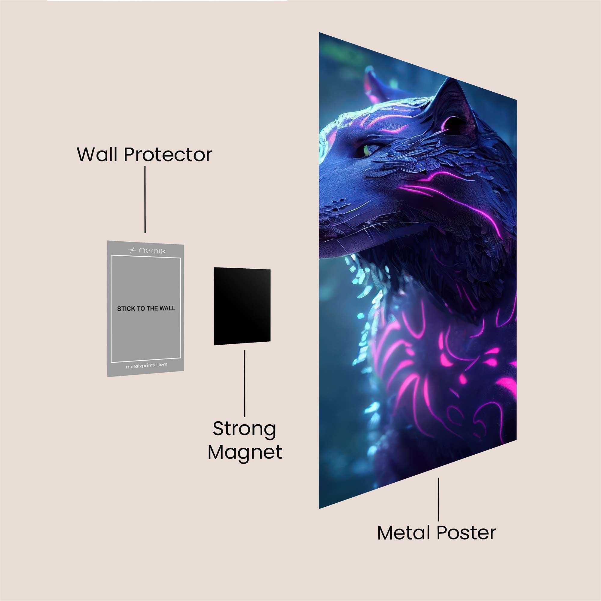 Neon Wolf Safe Wall Magnetic / M
