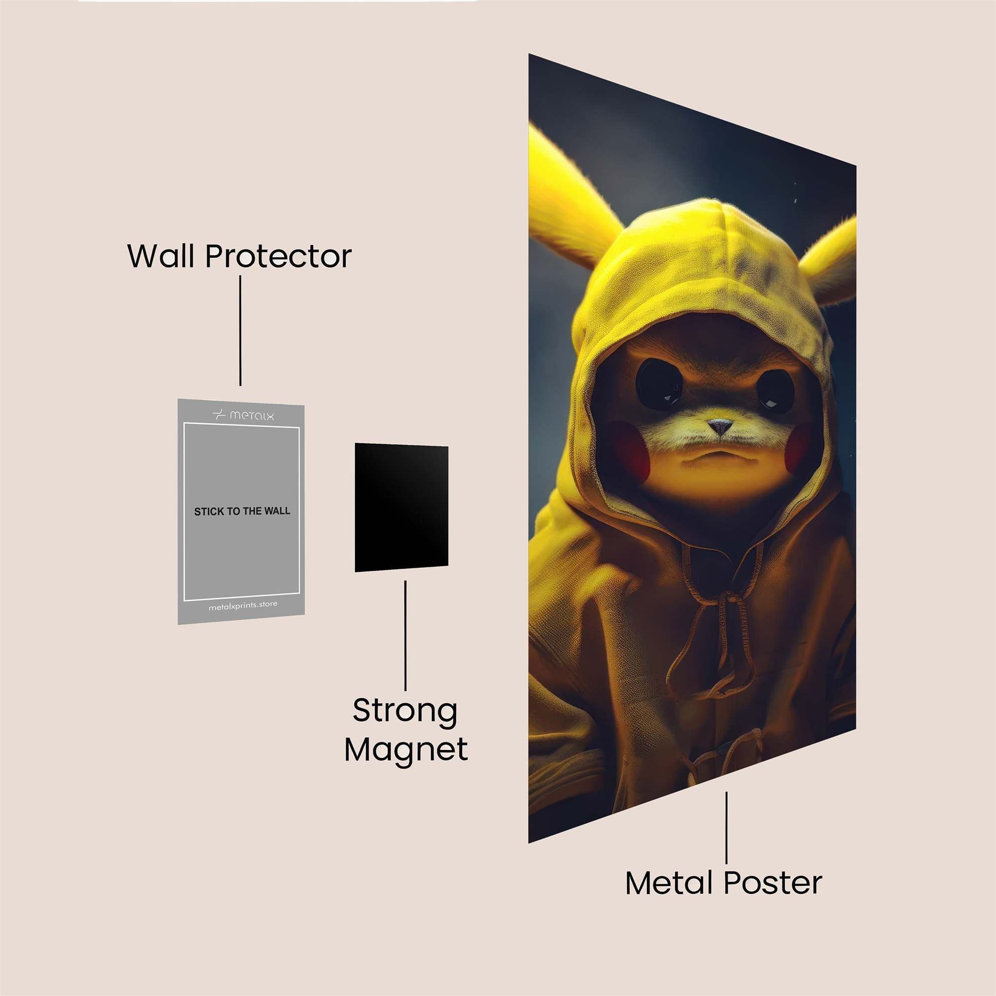 Pikachu Brooding Safe Wall Magnetic / M