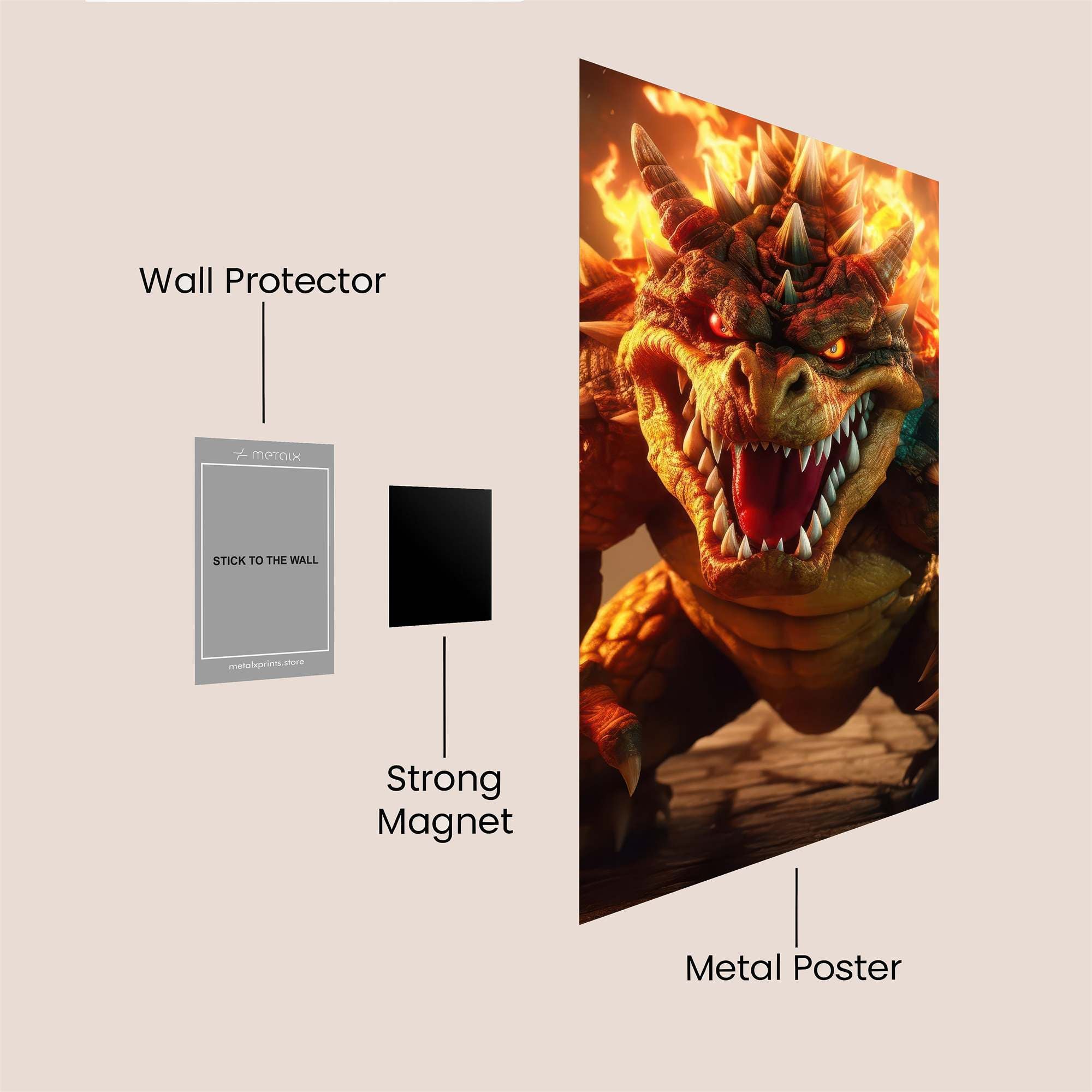Bowser Fiery Safe Wall Magnetic / M