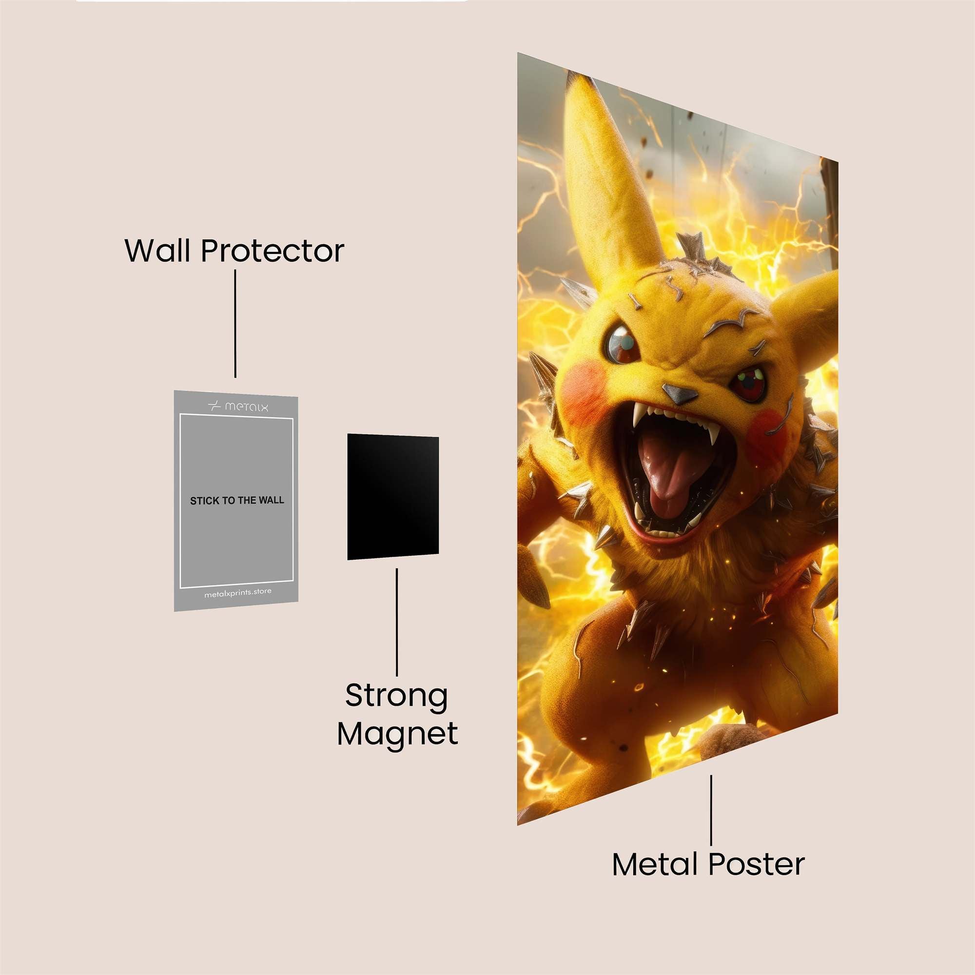 Pikachu Rampage Safe Wall Magnetic / M