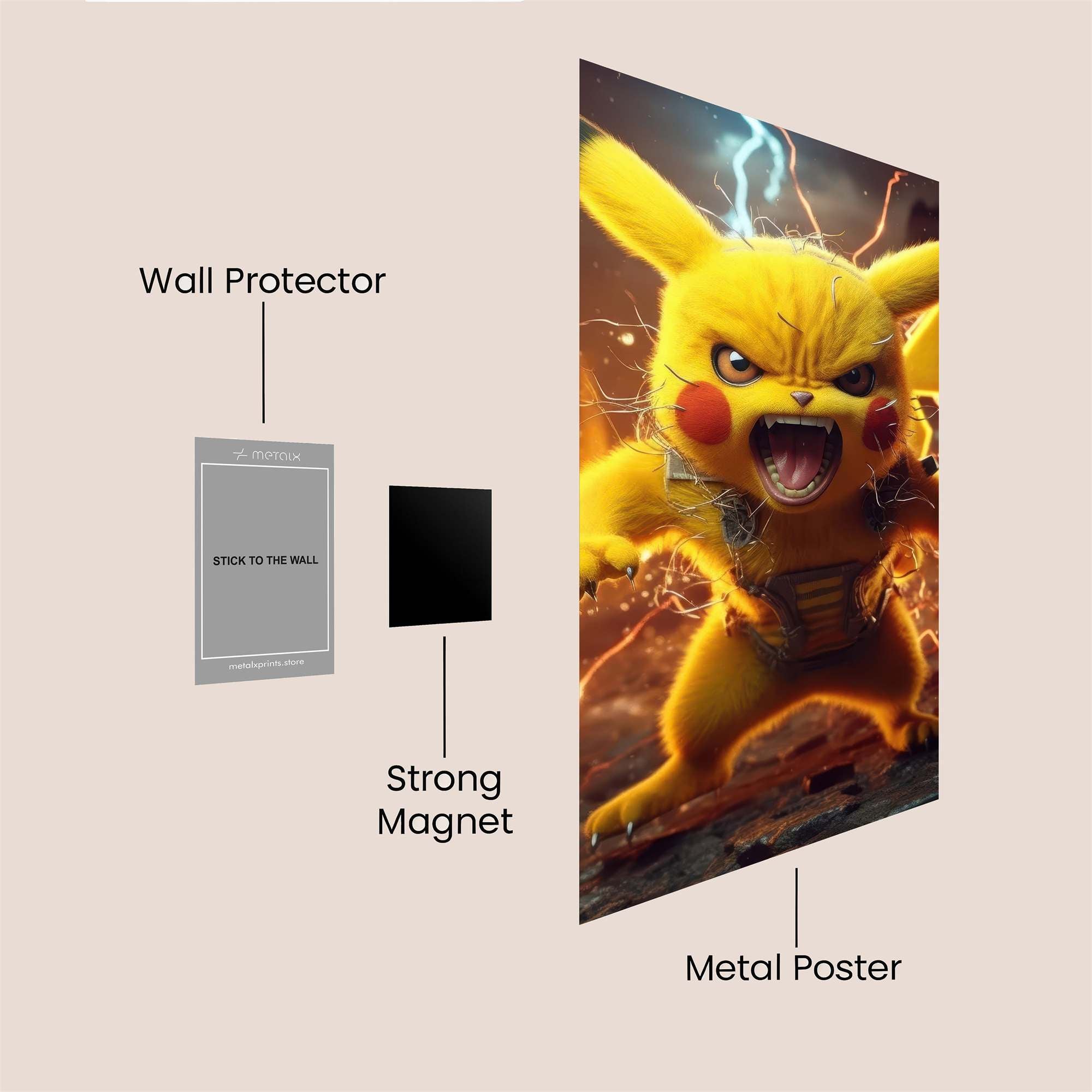 Pikachu Rampage Safe Wall Magnetic / M