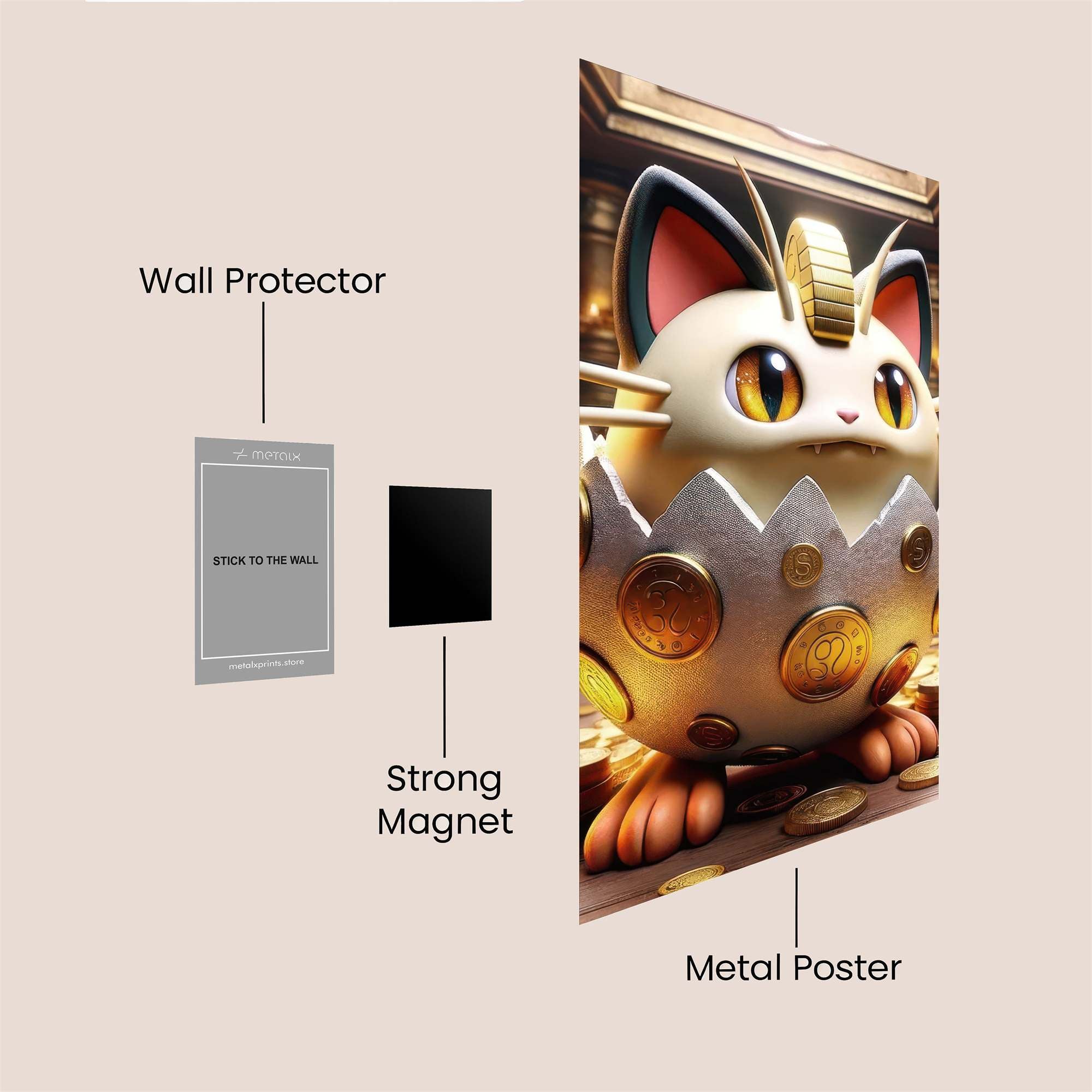 Meowth Prosperity Safe Wall Magnetic / M