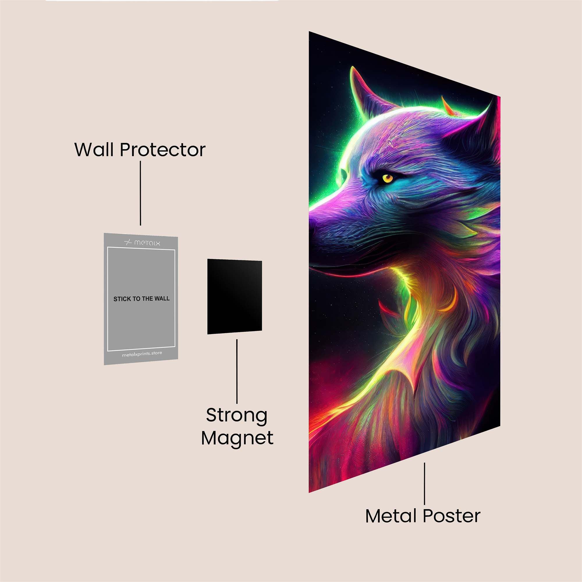 Neon Wolf Safe Wall Magnetic / M