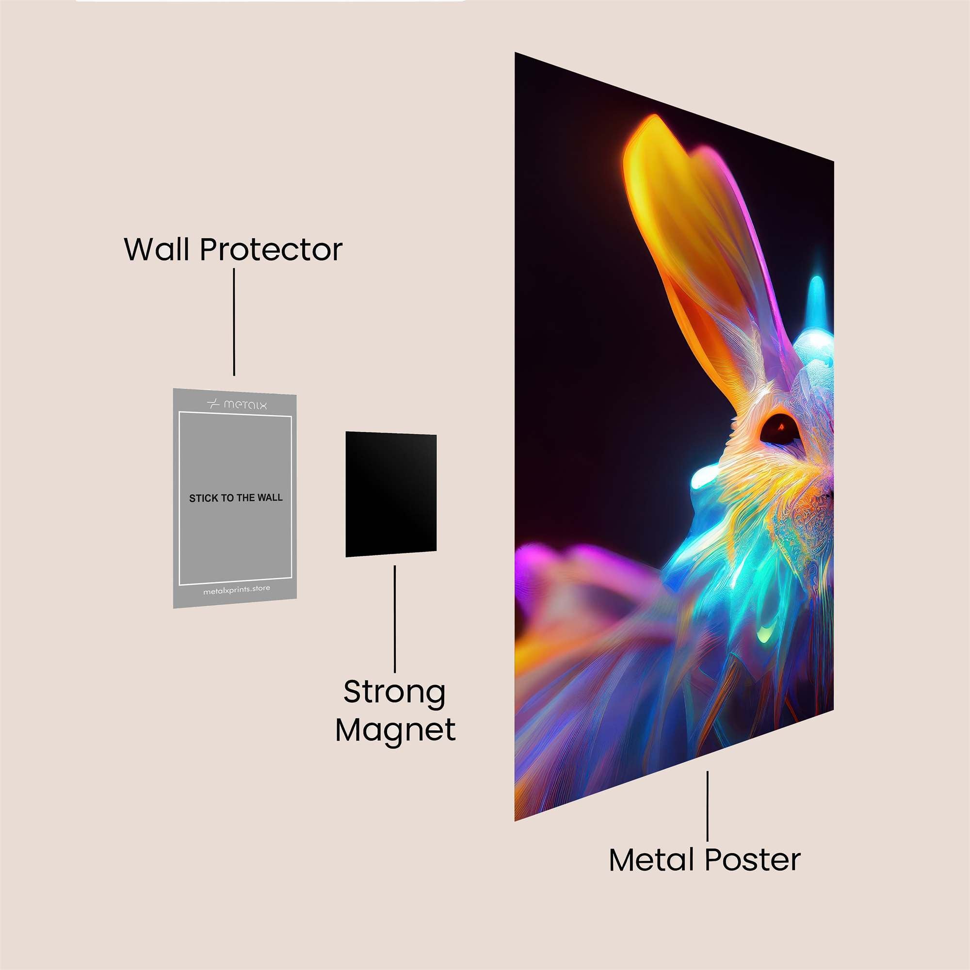 Neon Rabbit Safe Wall Magnetic / M