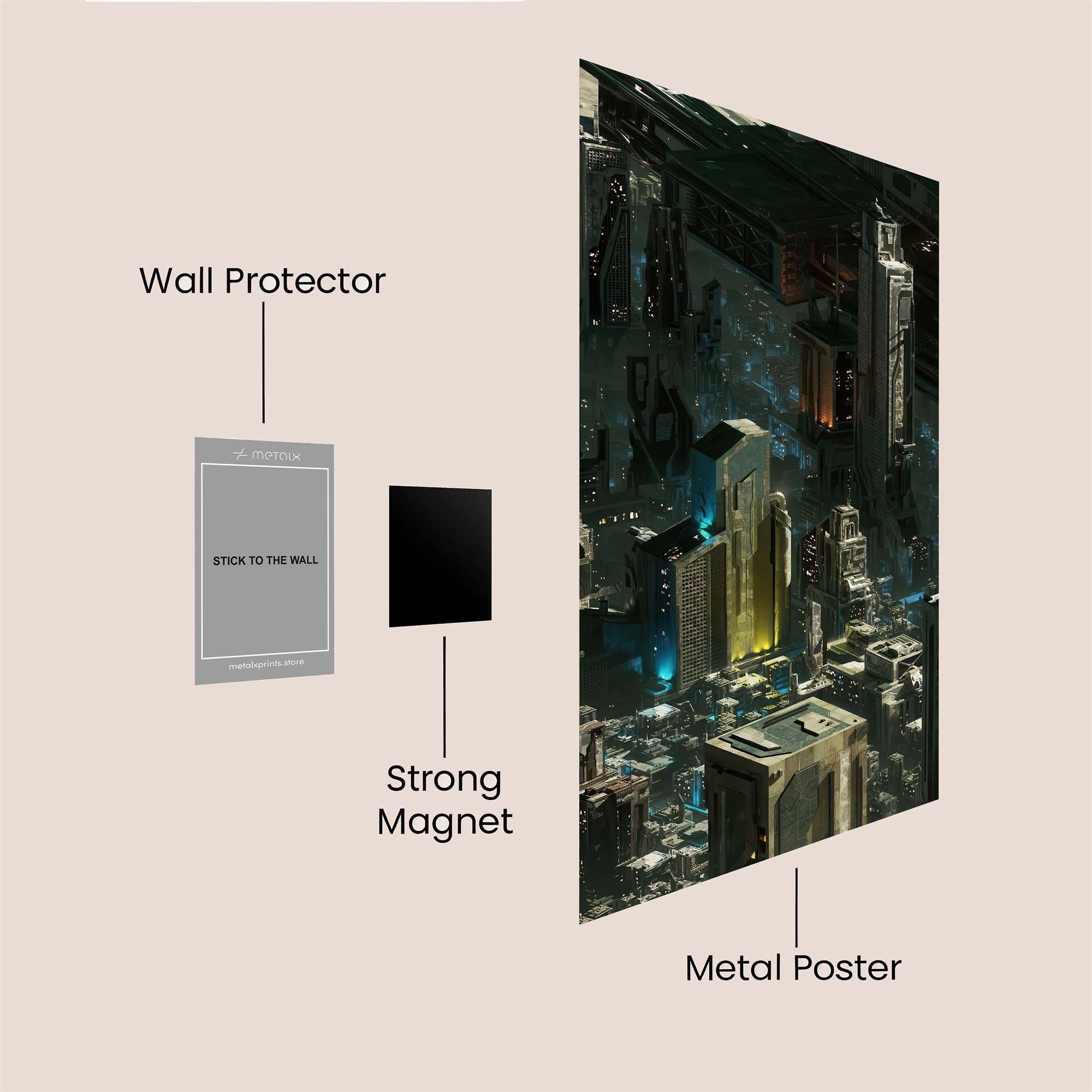 Futuristic Metropolis Safe Wall Magnetic / M