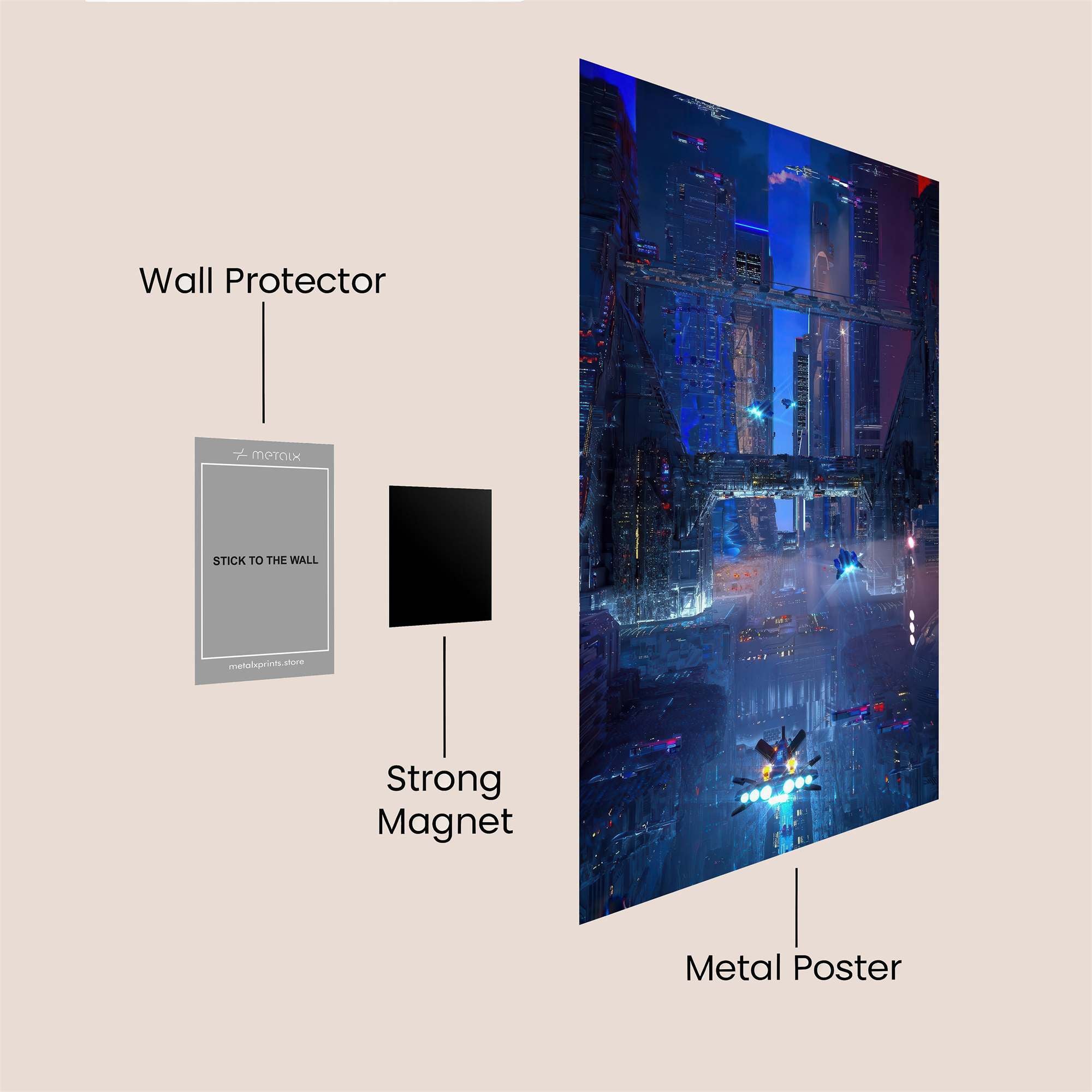 Neon Skyscrape Safe Wall Magnetic / M