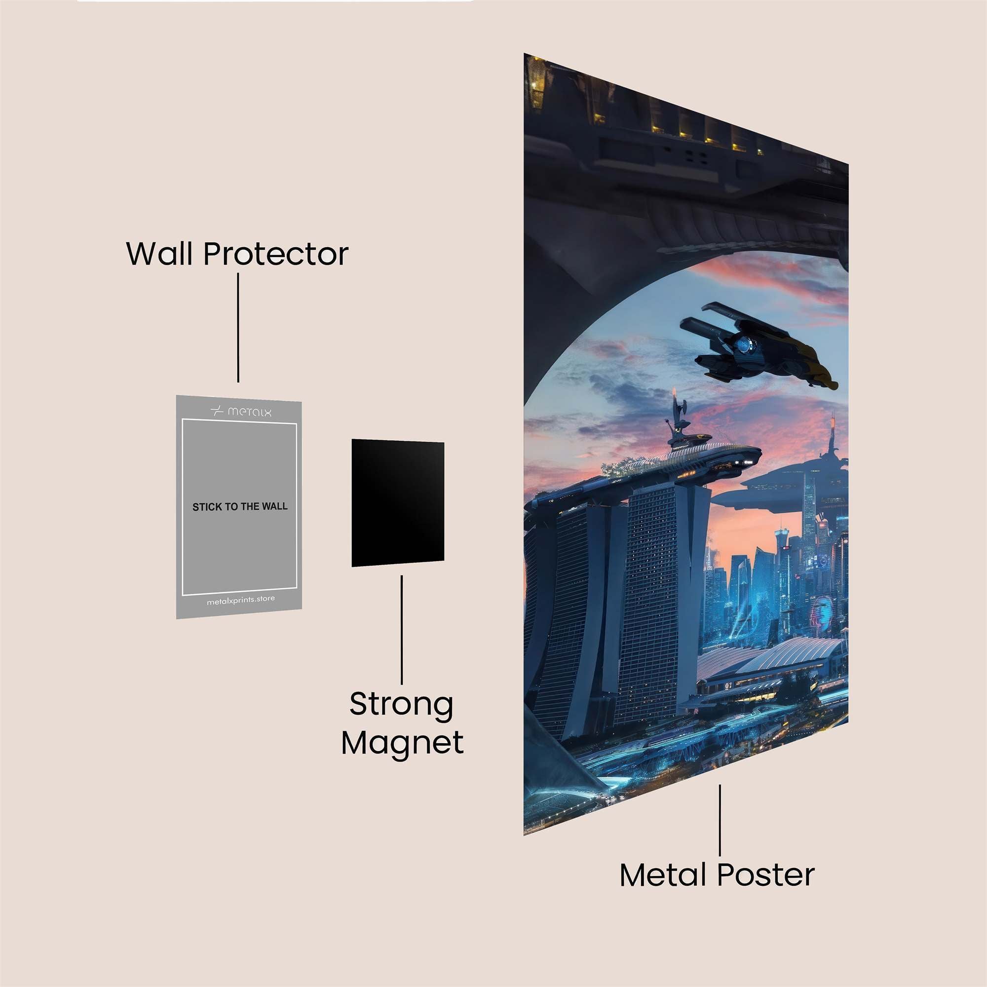 Futuristic Serenity Safe Wall Magnetic / M