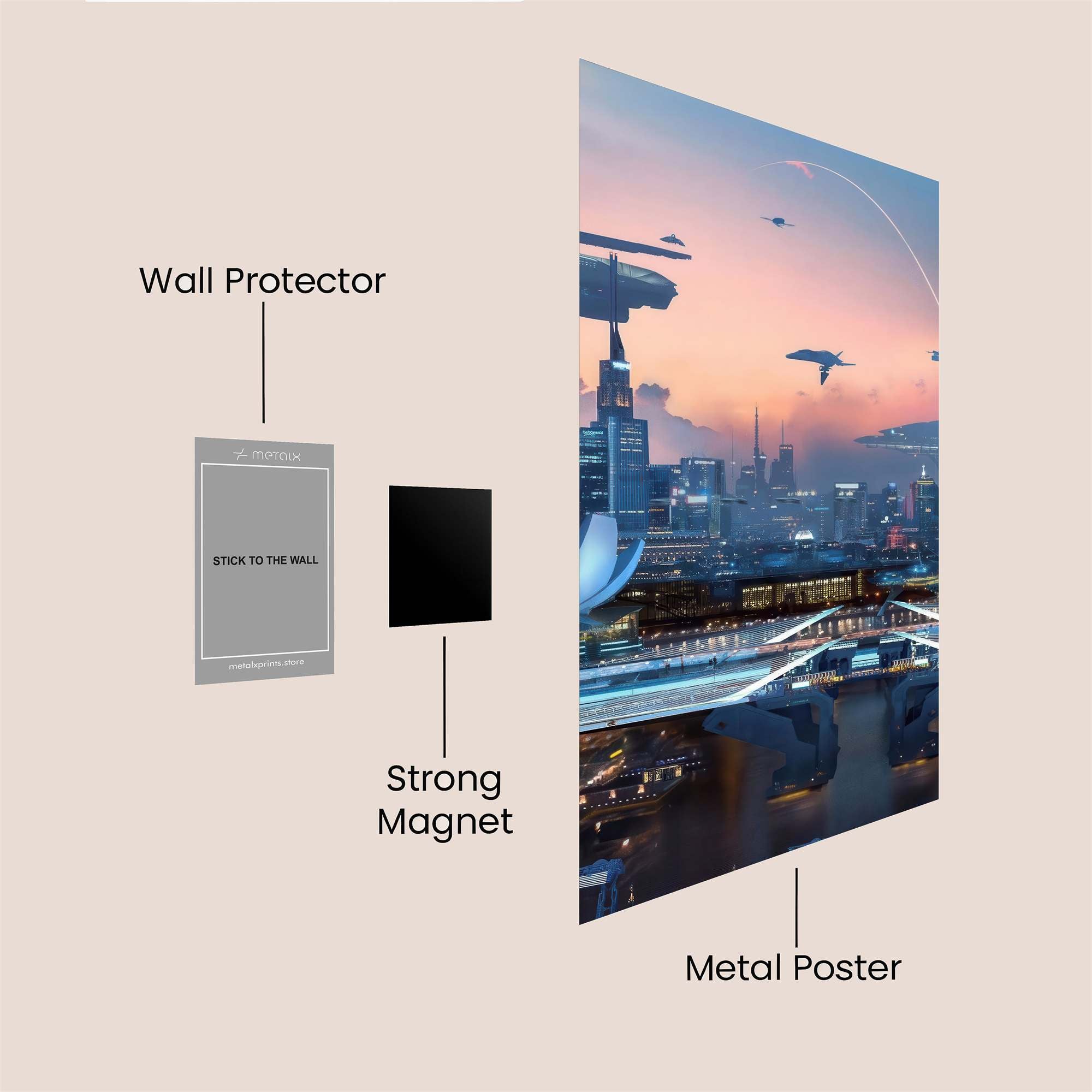 Futuristic Skyline Safe Wall Magnetic / M