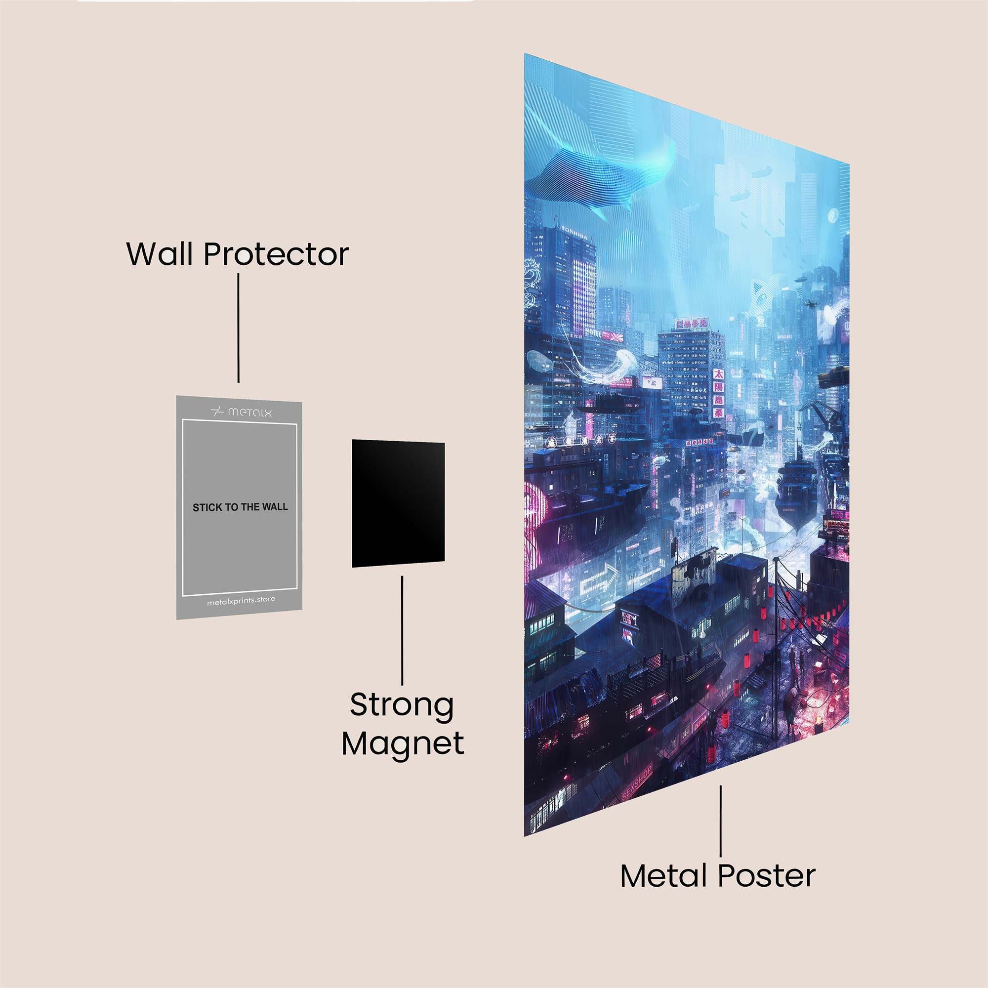 Neon Dreamscape Safe Wall Magnetic / M