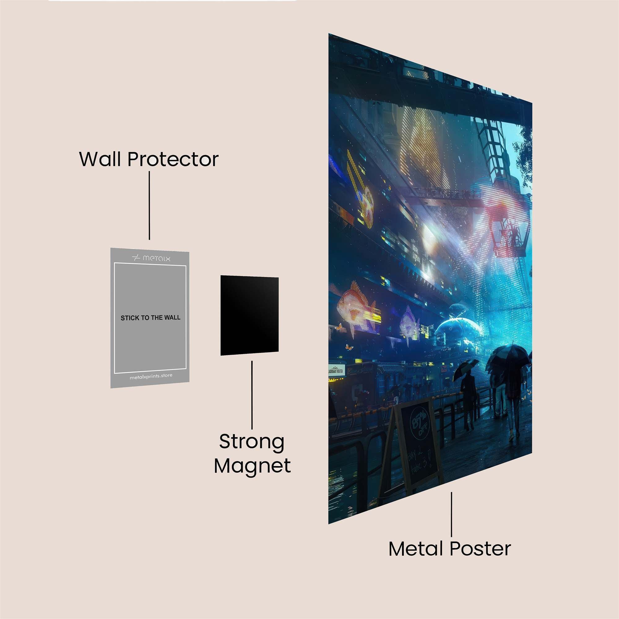 Cyberpunk Rainscape Safe Wall Magnetic / M