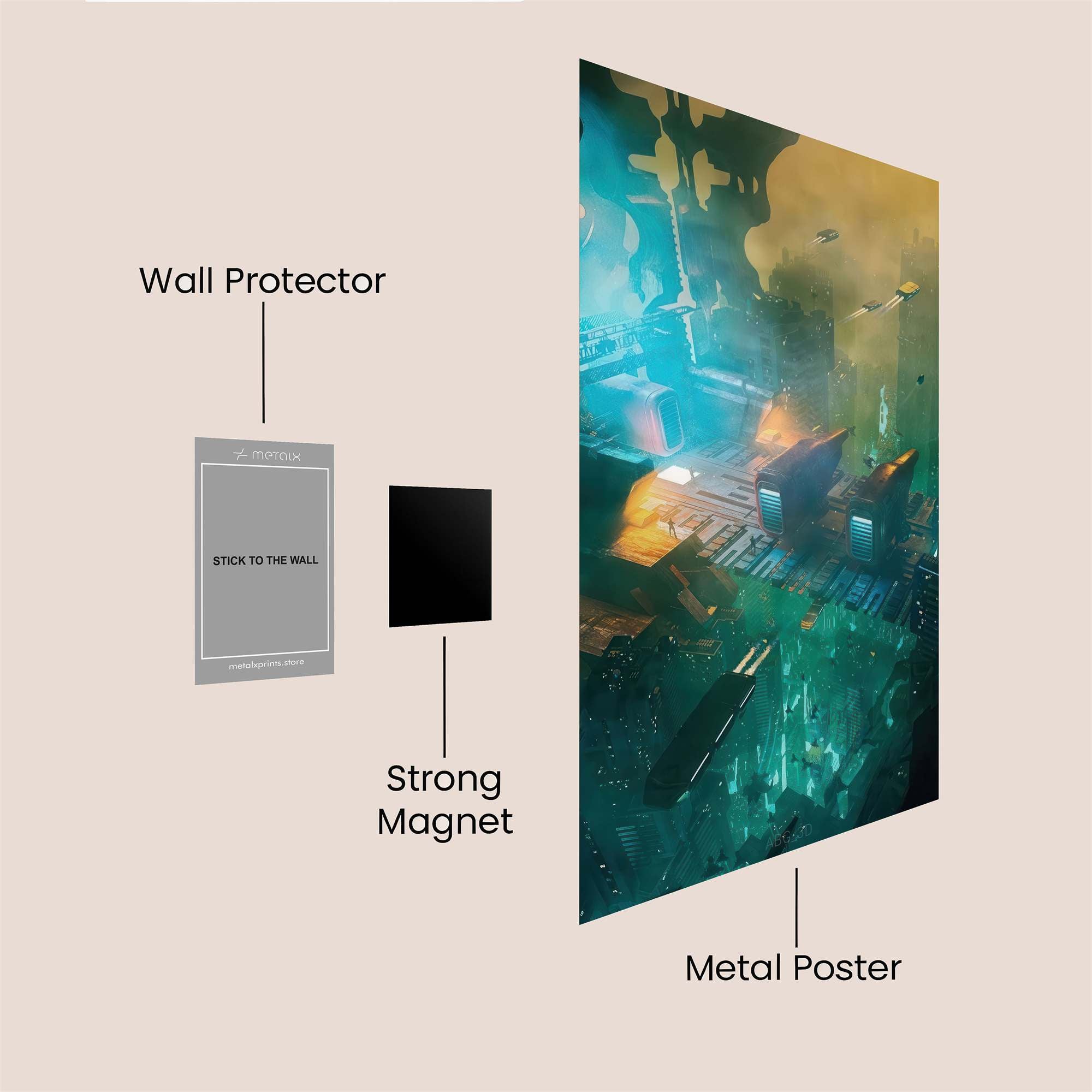 Neon Skiescape Safe Wall Magnetic / M