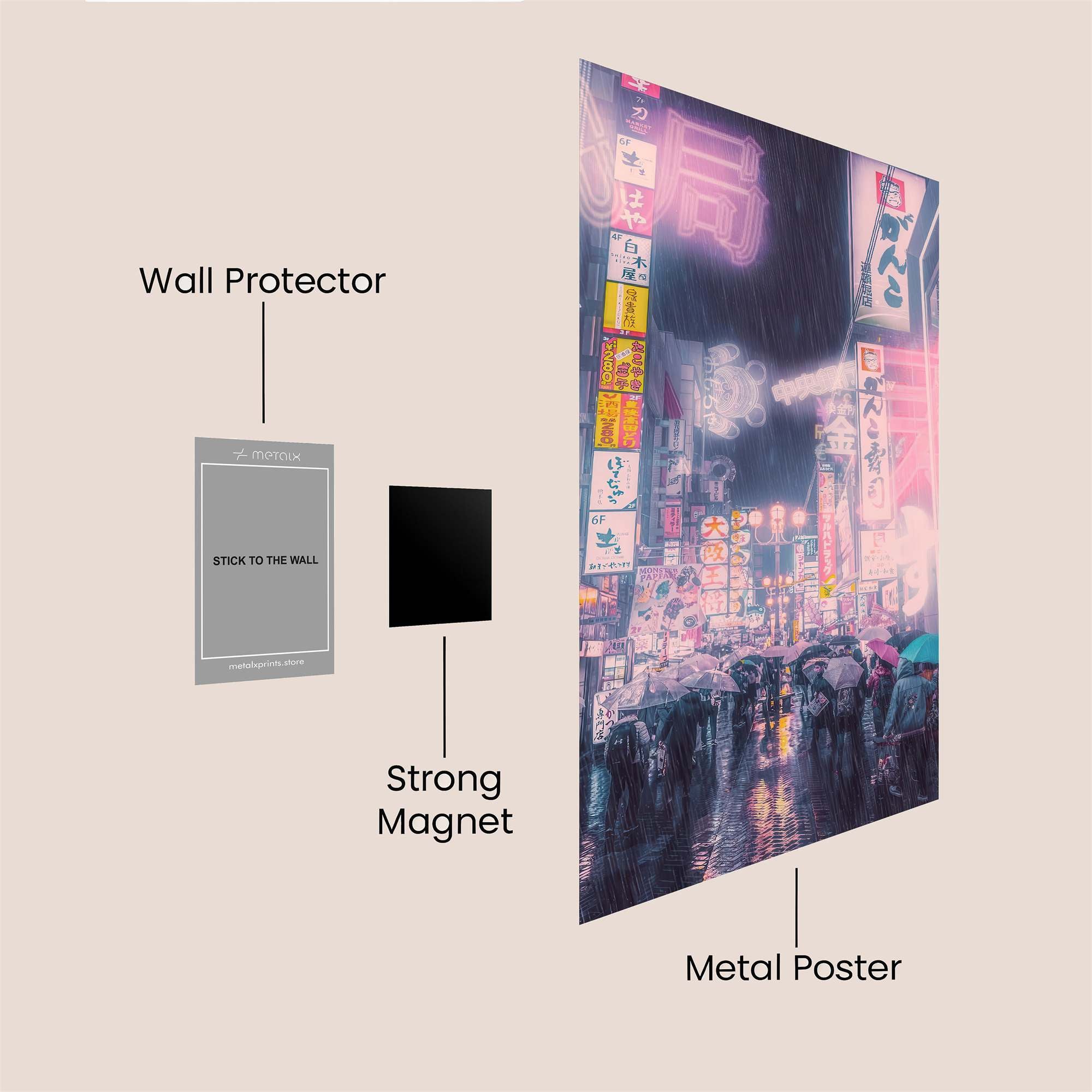Neon Rain Safe Wall Magnetic / M