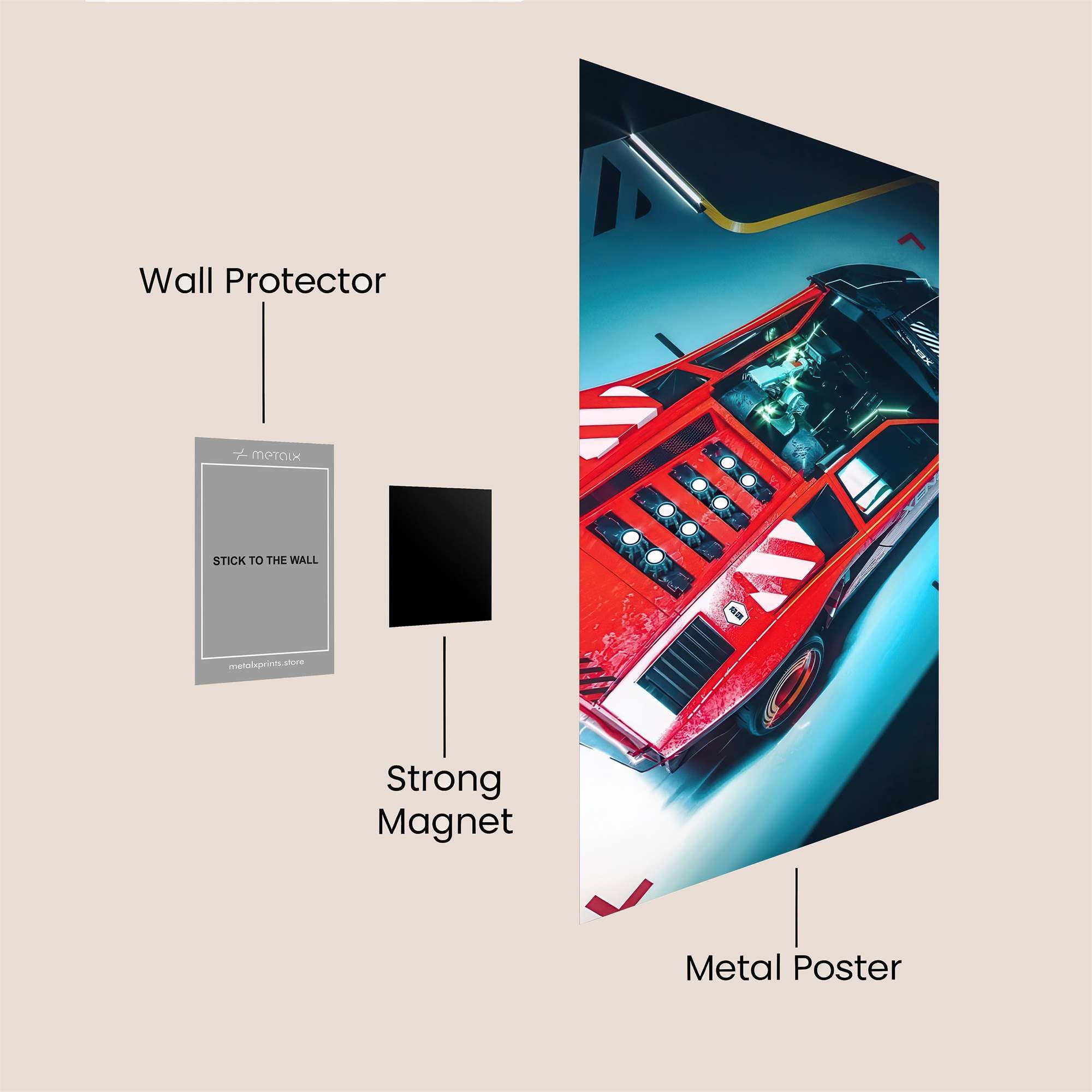 Testarossa Futuristic Safe Wall Magnetic / M