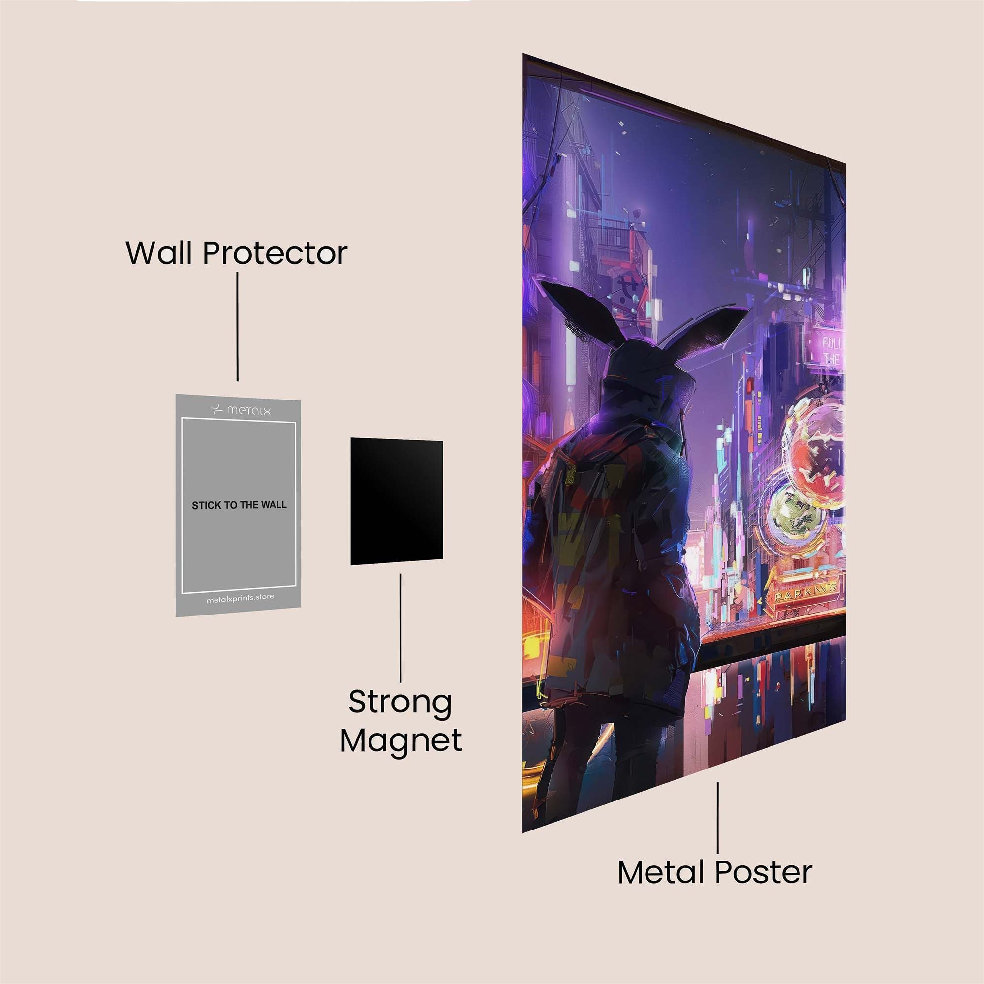 Neon Rabbit Safe Wall Magnetic / M