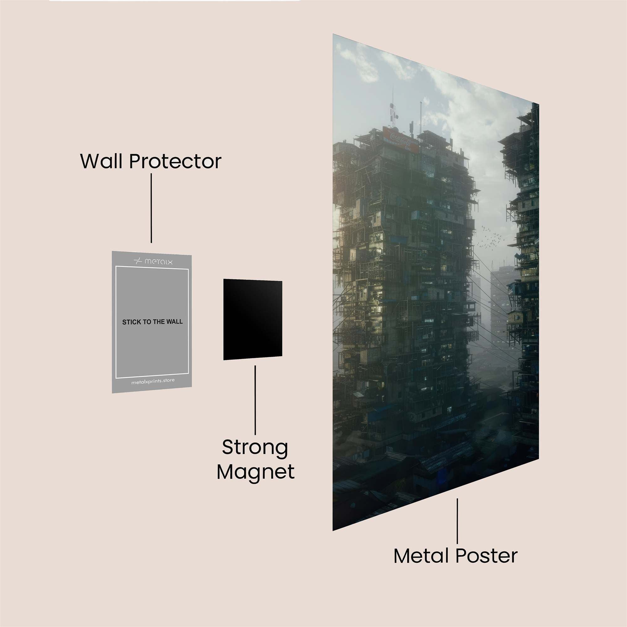 Dystopian Towerscape Safe Wall Magnetic / M