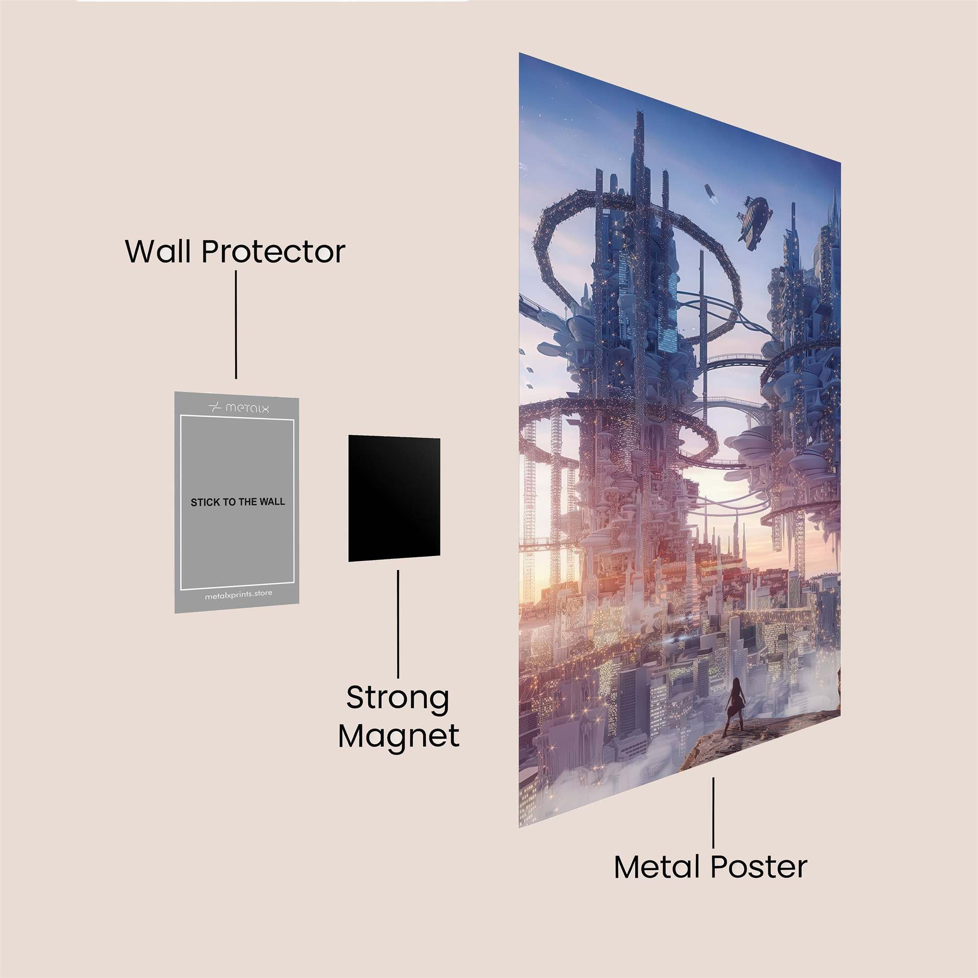 Futuristic Skyline Safe Wall Magnetic / M