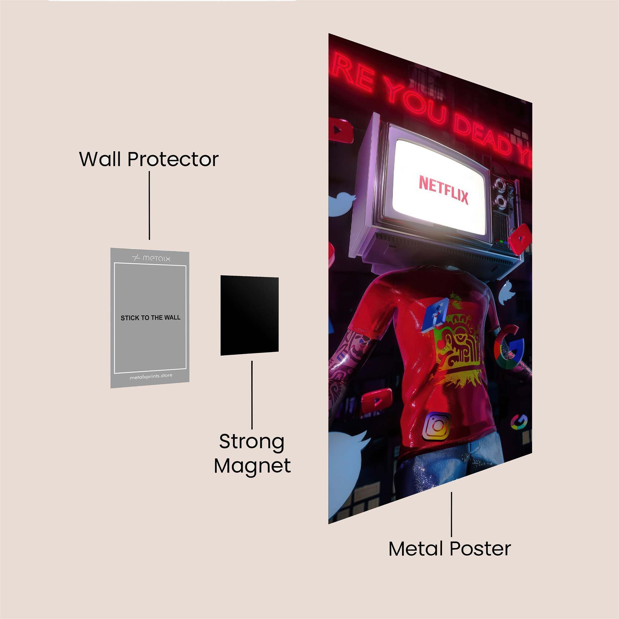 Screen Saturation Safe Wall Magnetic / M