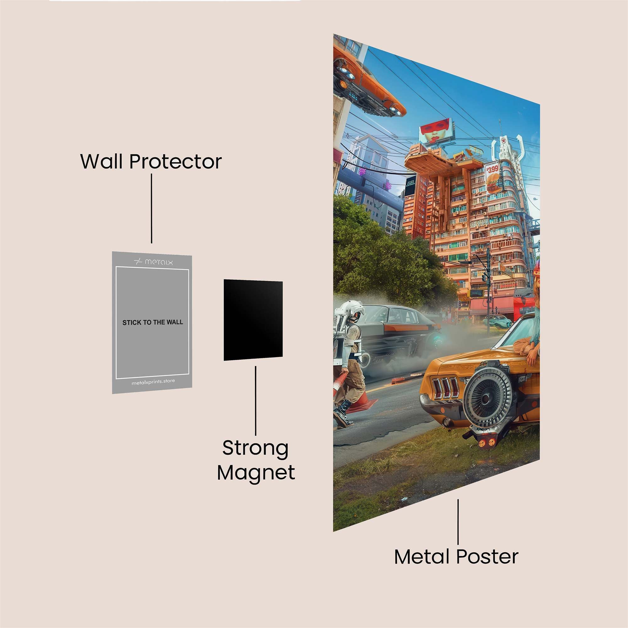 Futuristic Whimsy Safe Wall Magnetic / M