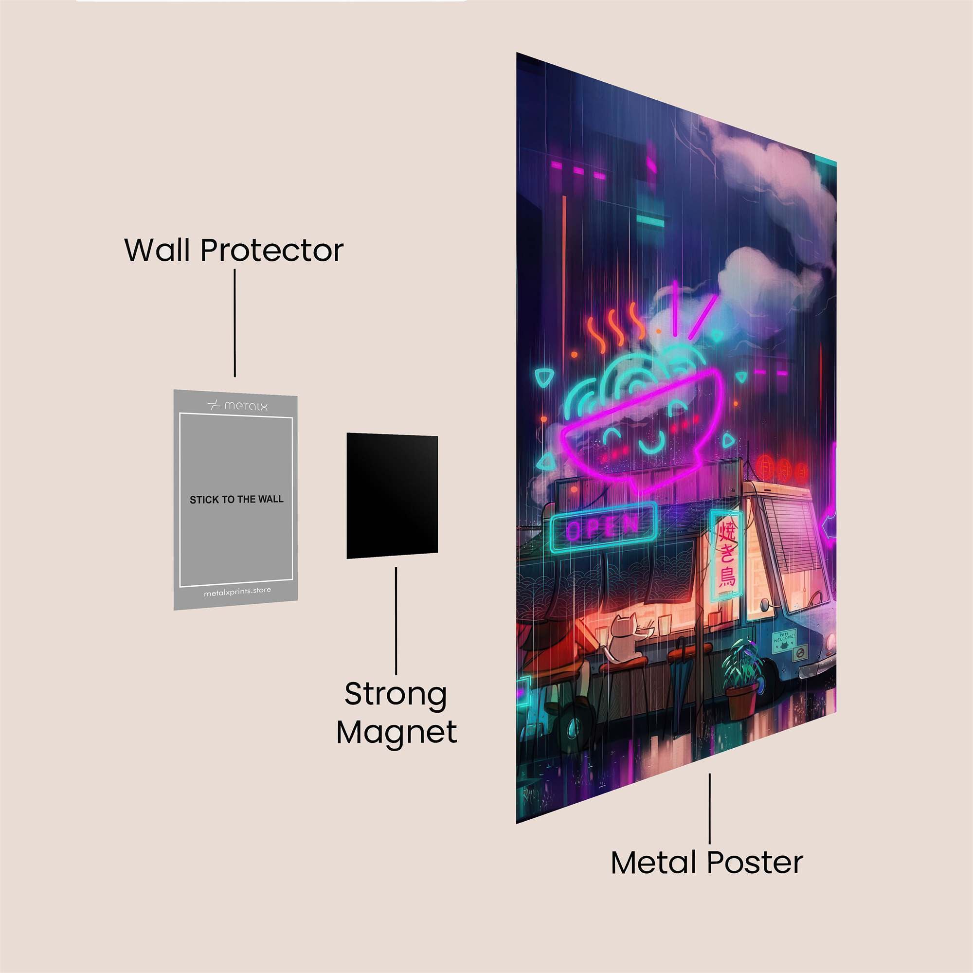 Neon Noodlescape Safe Wall Magnetic / M