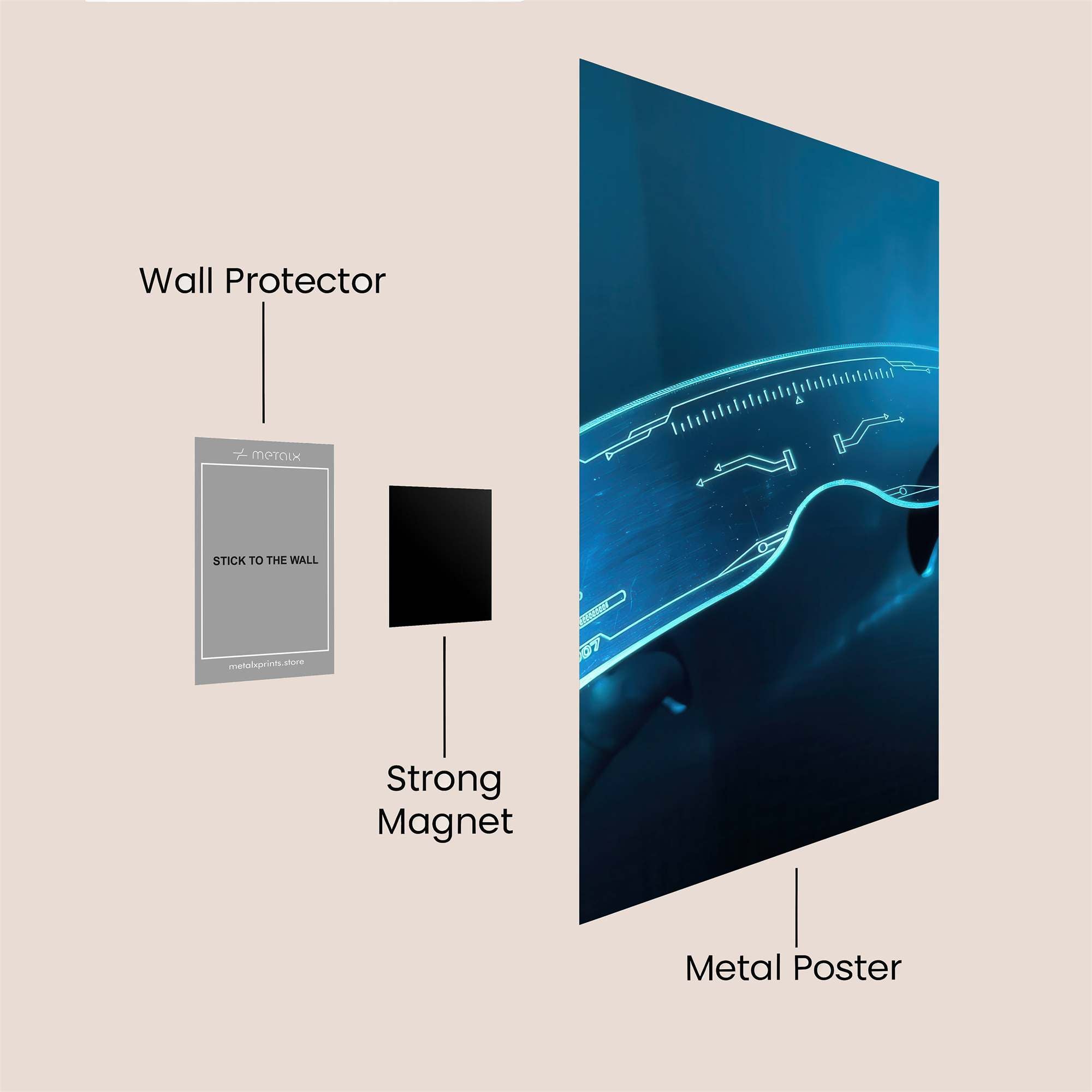 Futuristic Glimmer Safe Wall Magnetic / M