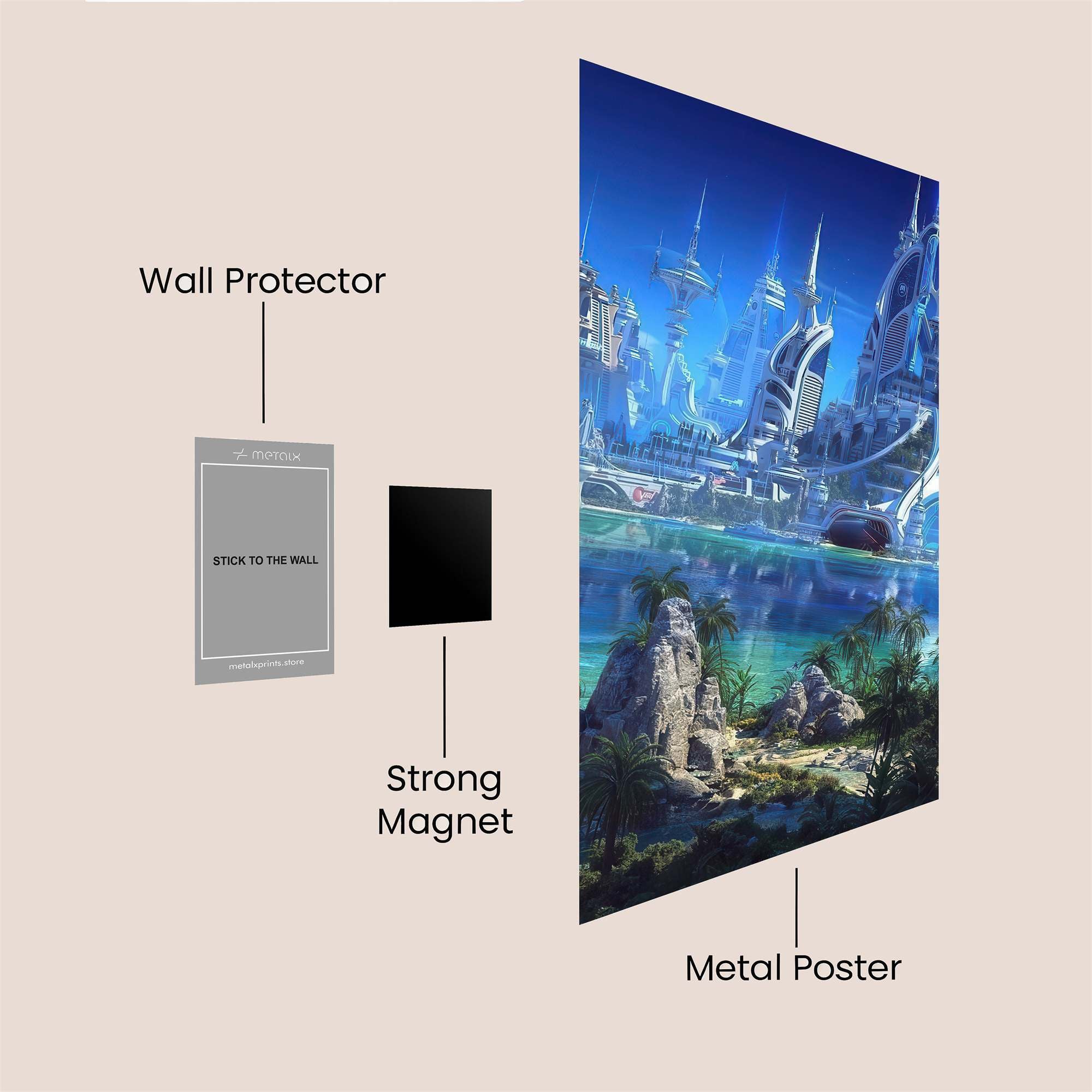 Futuristic Serenity Safe Wall Magnetic / M