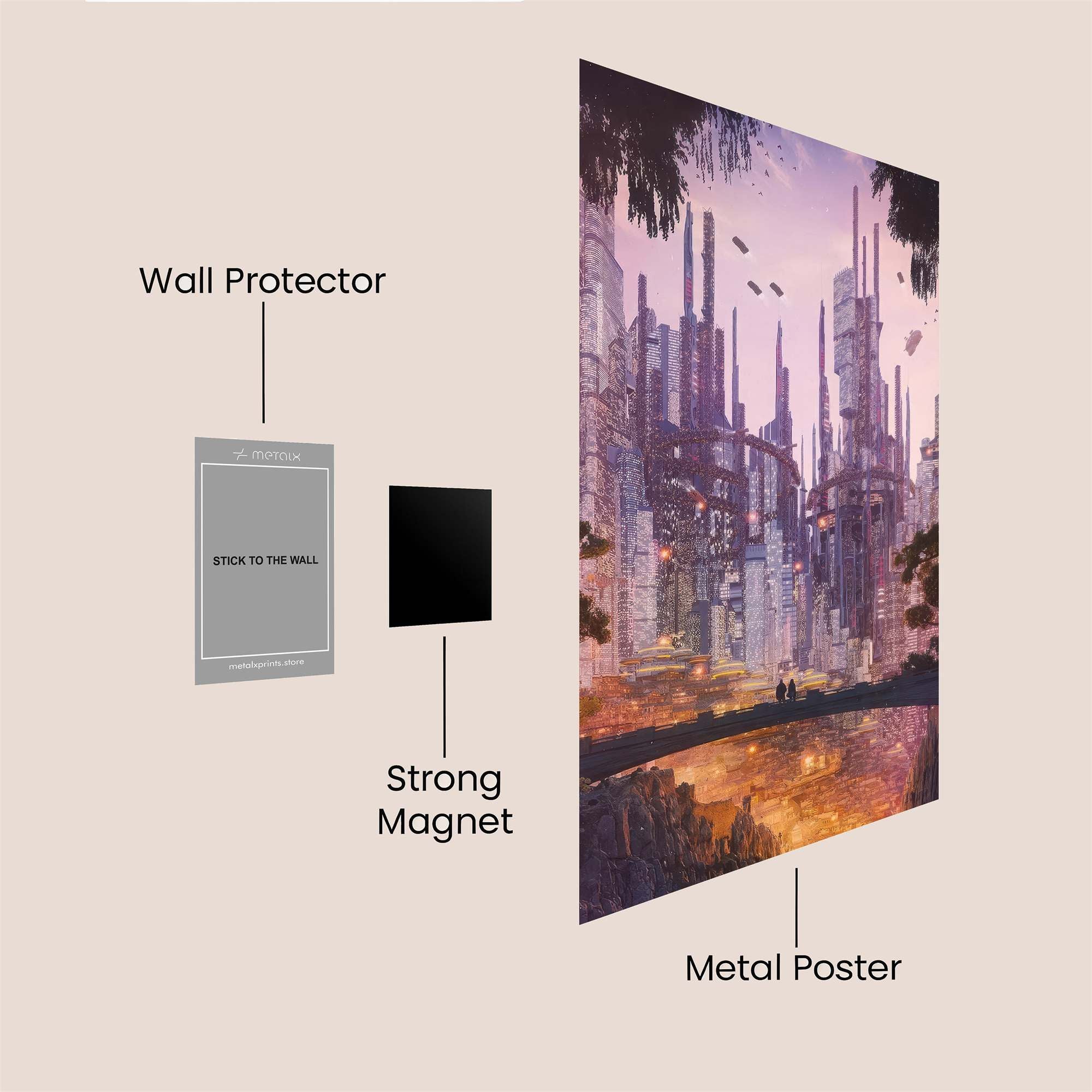 Futuristic Serenity Safe Wall Magnetic / M