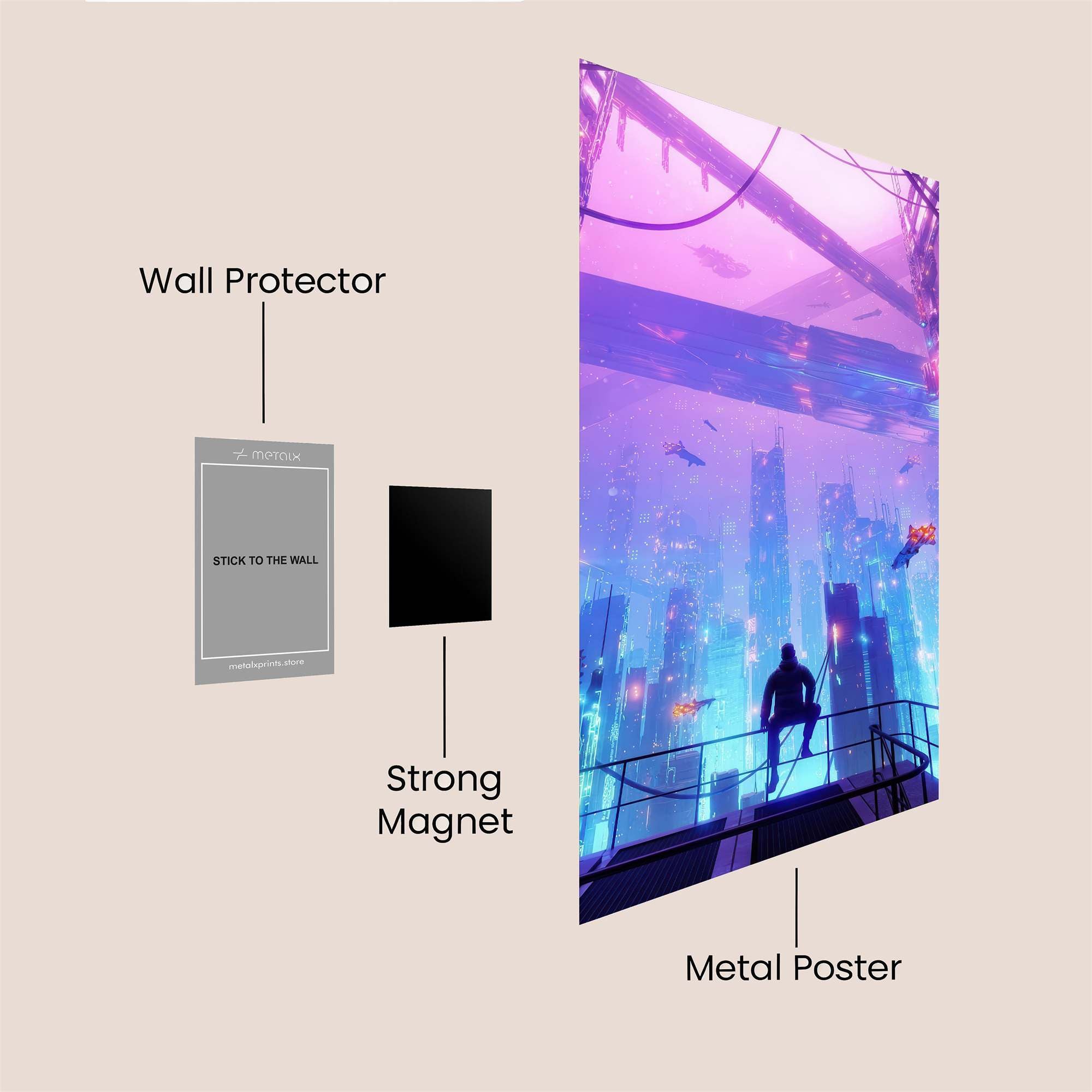 Futuristic Serenity Safe Wall Magnetic / M