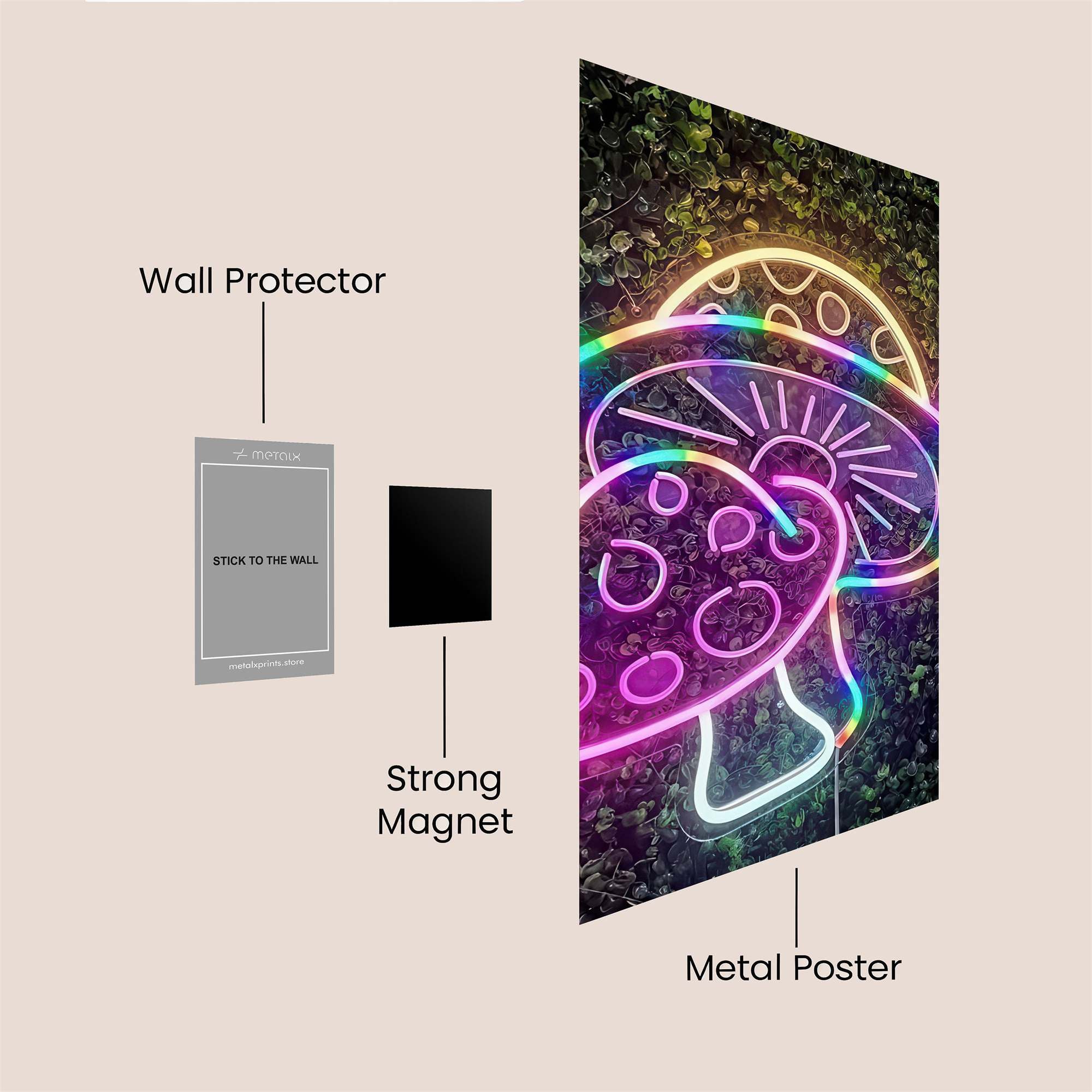 Neon Fungi Safe Wall Magnetic / M