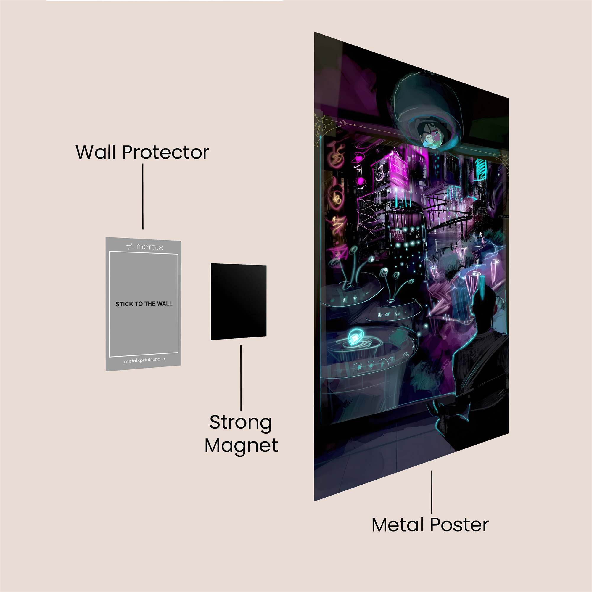 Neon Dreamscape Safe Wall Magnetic / M
