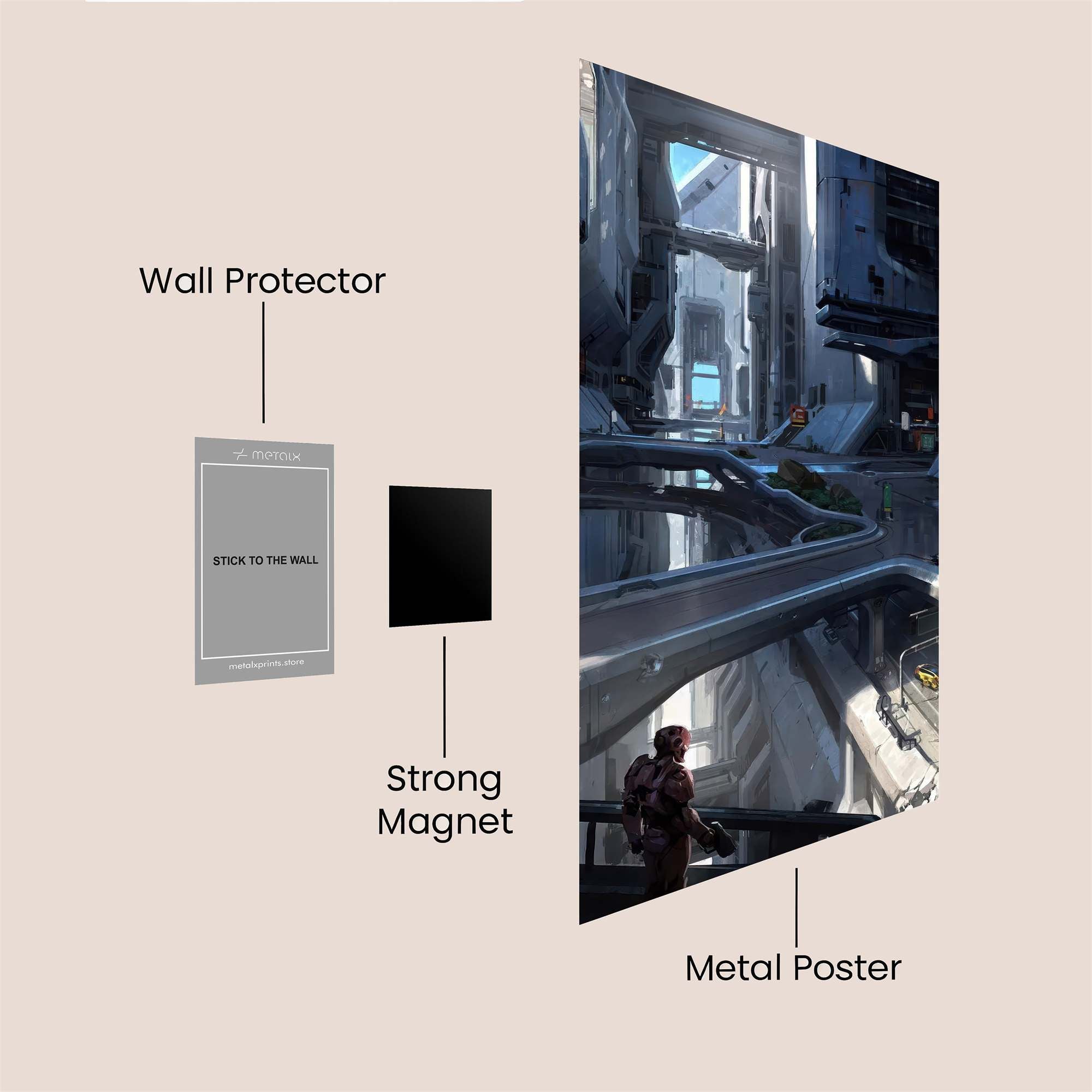 Futuristic Solitude Safe Wall Magnetic / M