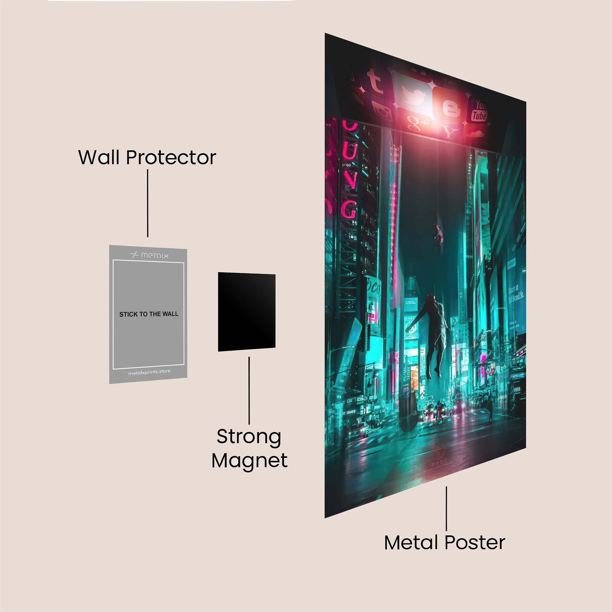 Neon Vibrance Safe Wall Magnetic / M