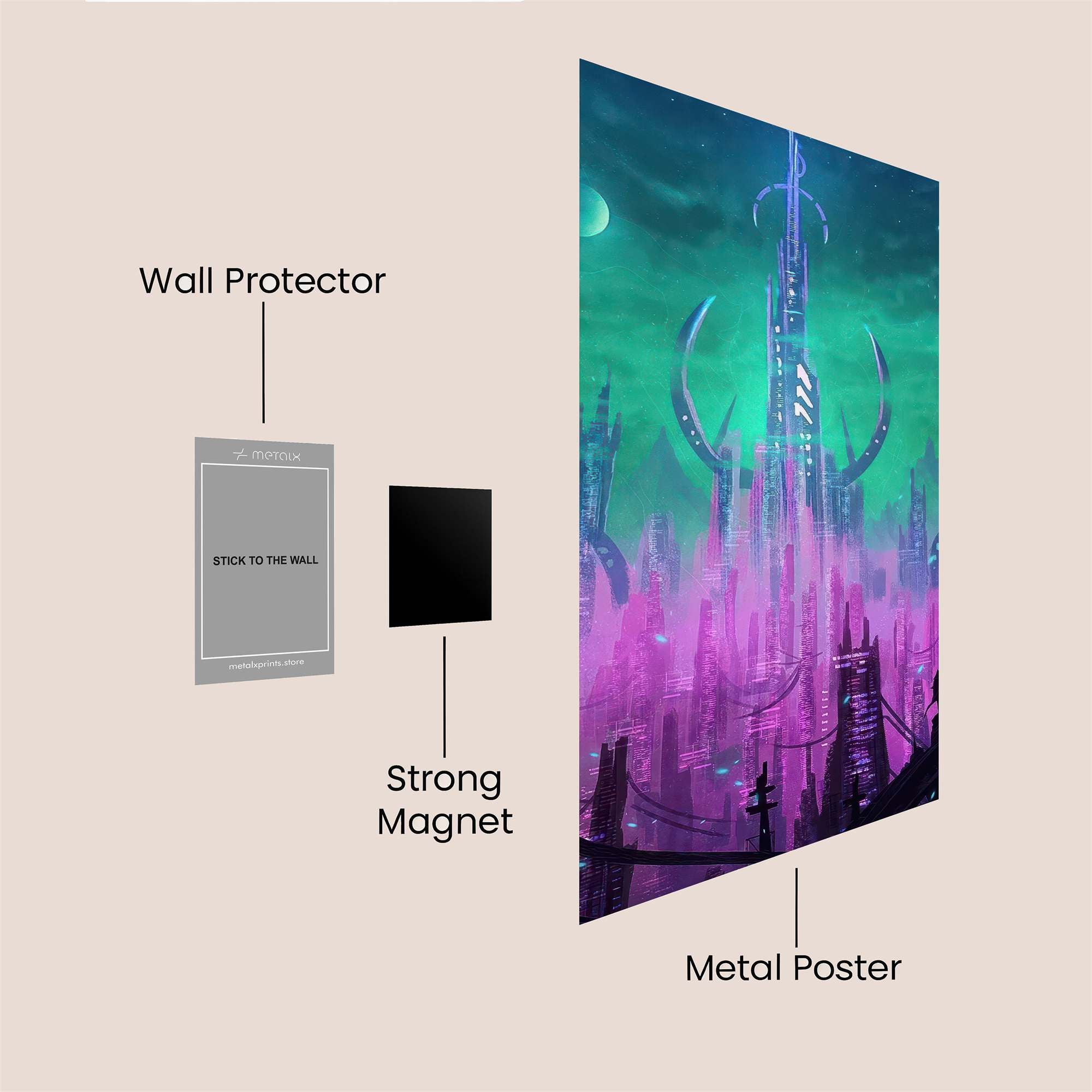 Neon Dreamscape Safe Wall Magnetic / M