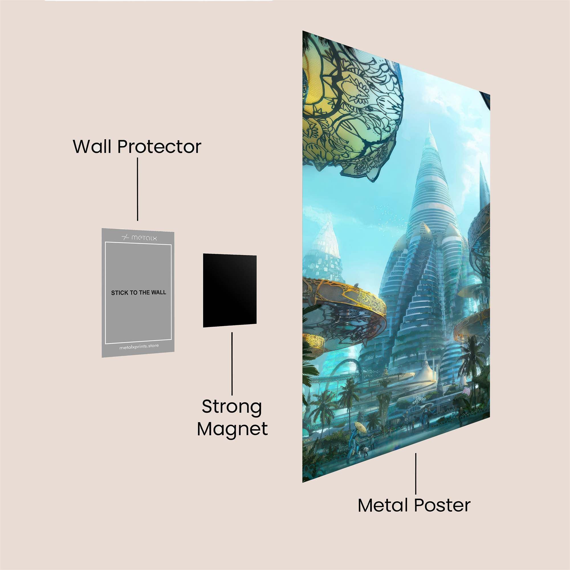 Futuristic Serenity Safe Wall Magnetic / M